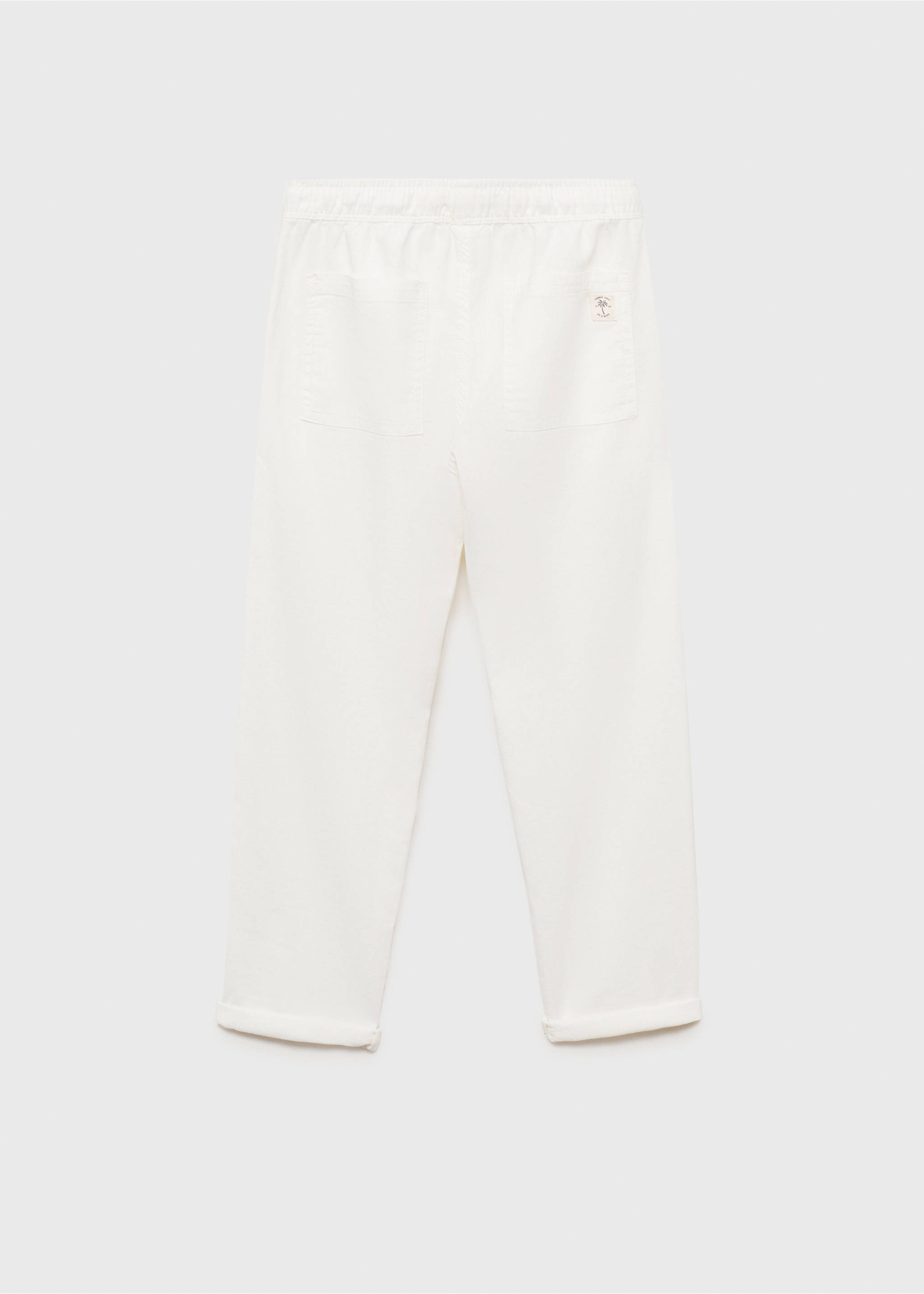 Linen-blend elastic waist trousers - Reverse of the article, White. Ref: 87040628-00.
