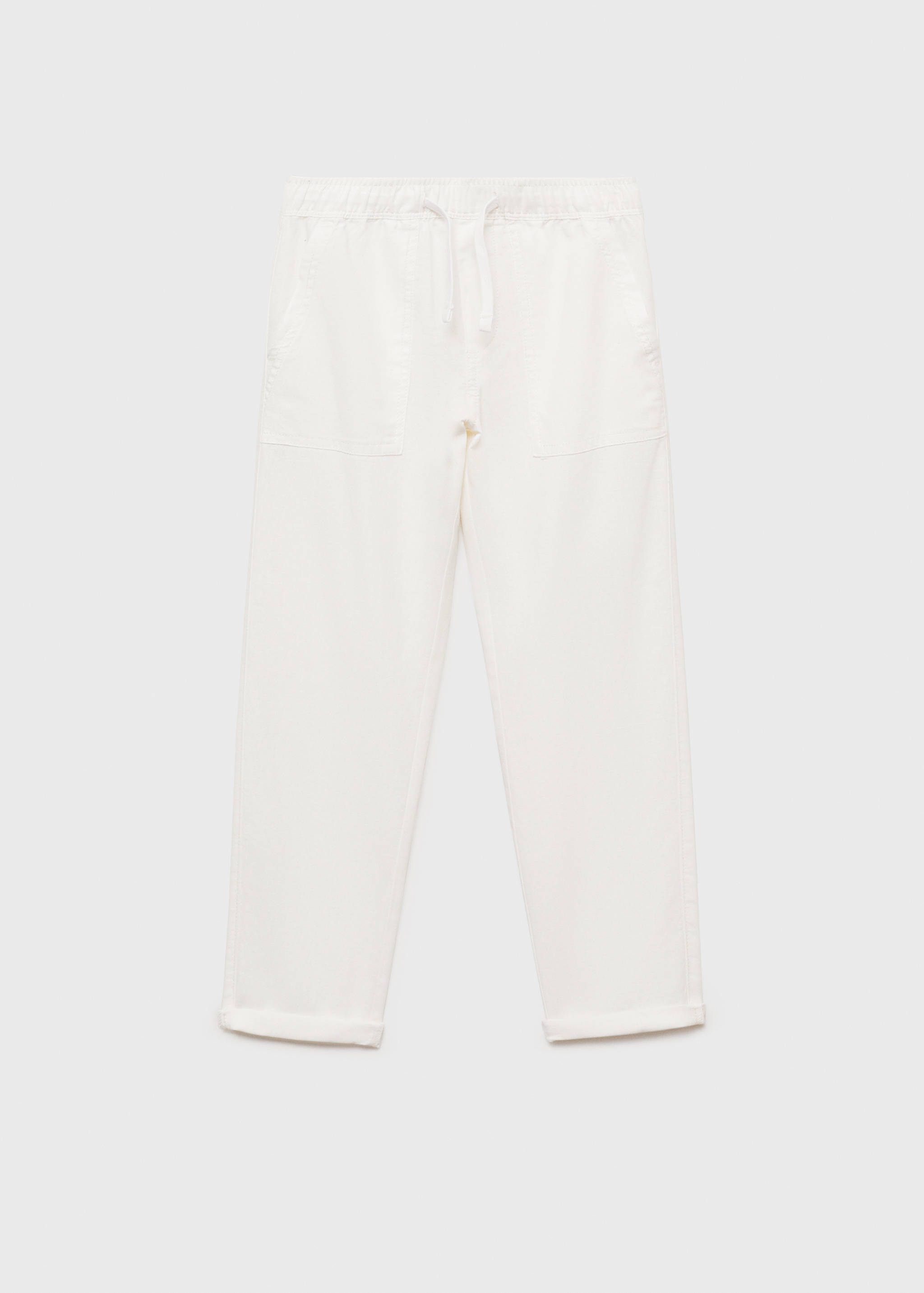 Linen-blend elastic waist trousers - Article without model