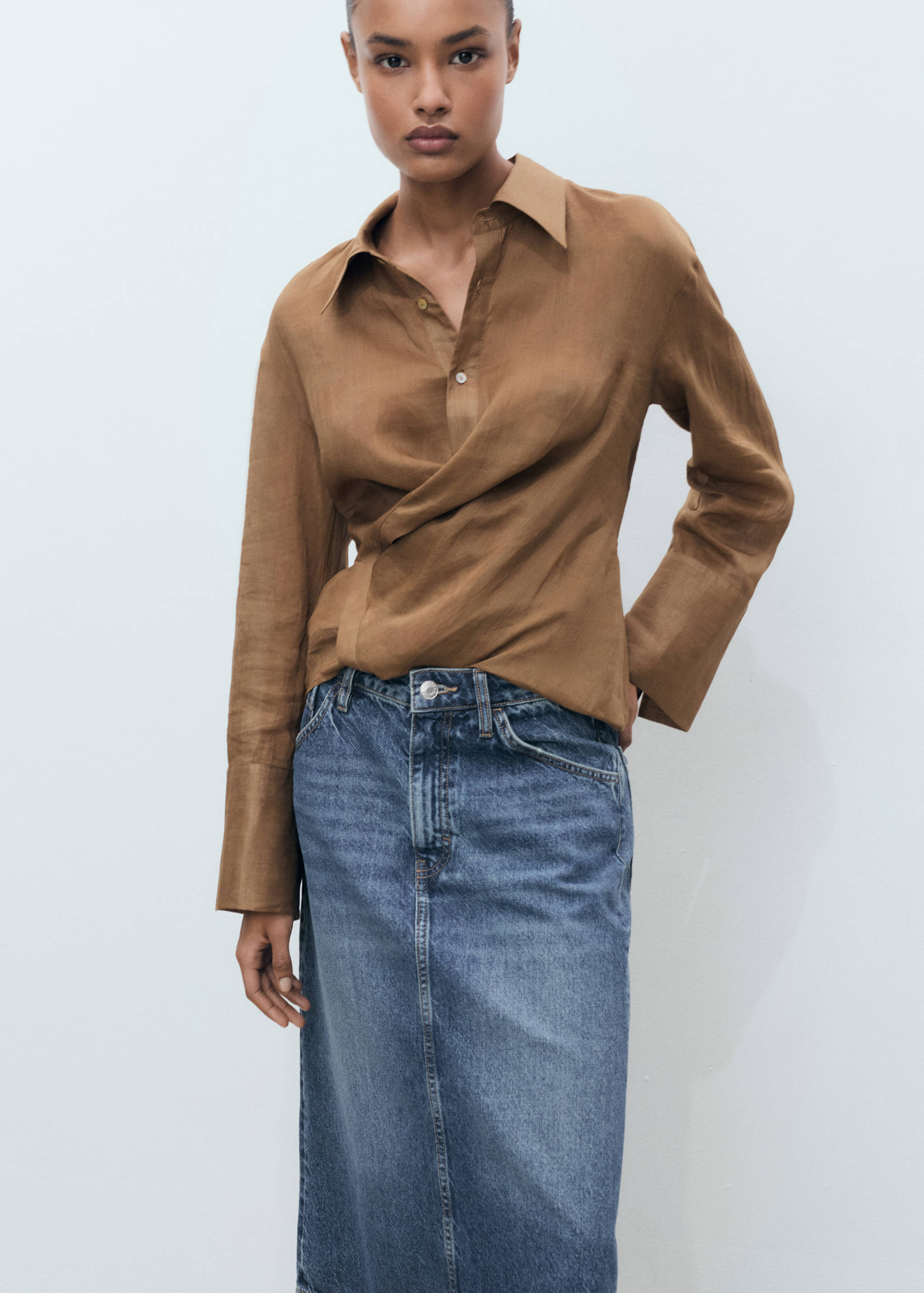 Fustă midi din denim - Detaliu al articolului 1