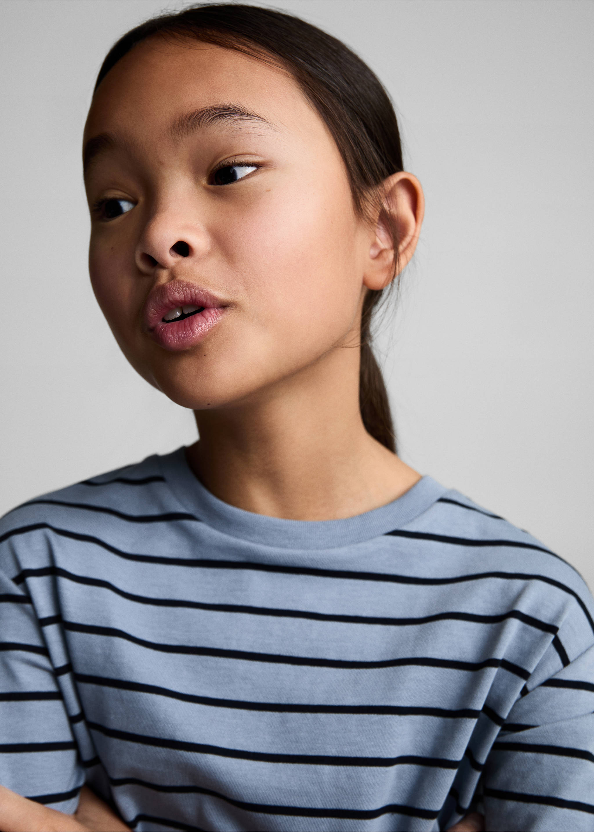 Striped cotton T-shirt - Details of the article 1, Blue. Ref: 87040641-00.