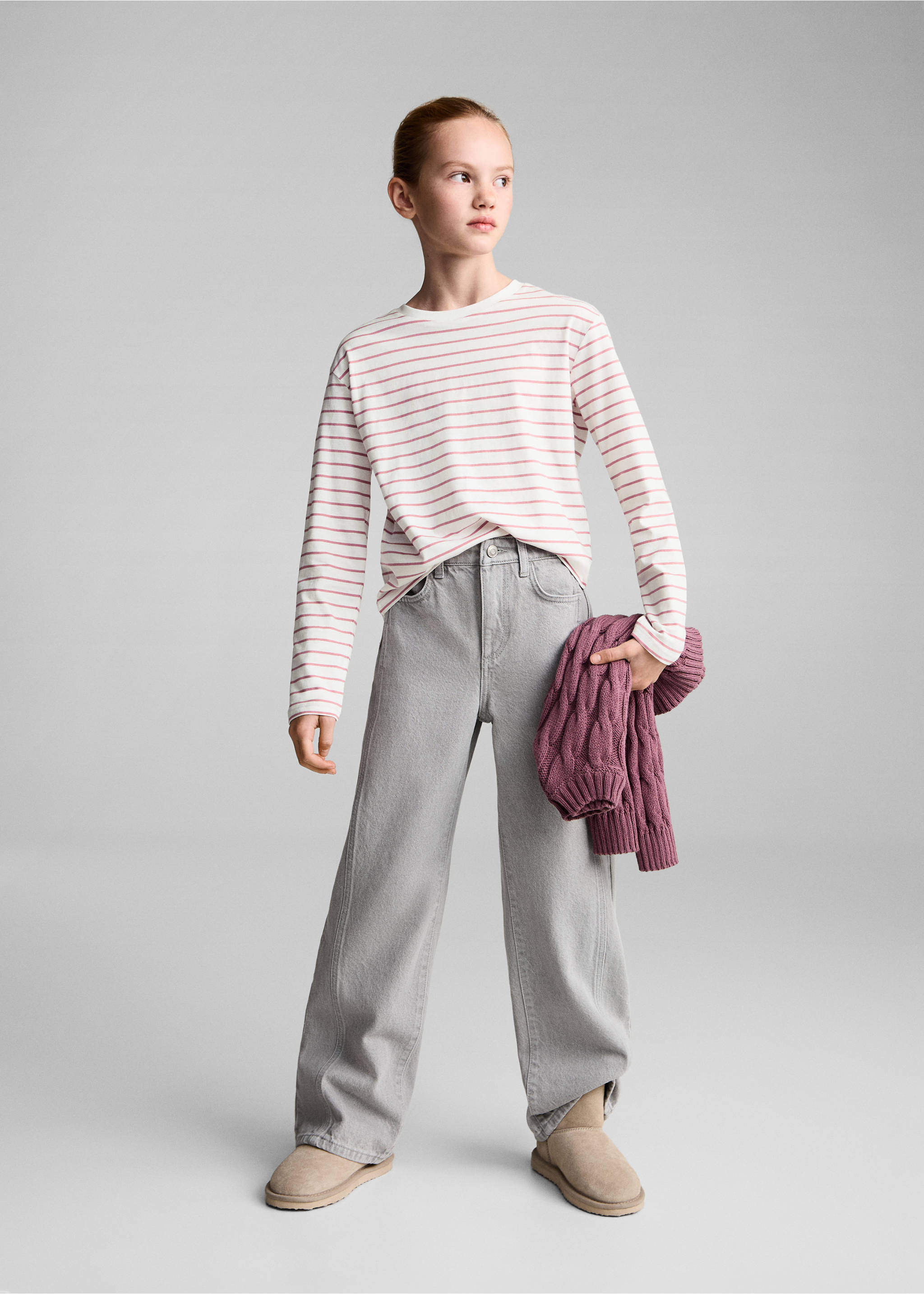 Striped cotton T-shirt - General plane, Pink. Ref: 87040641-00.