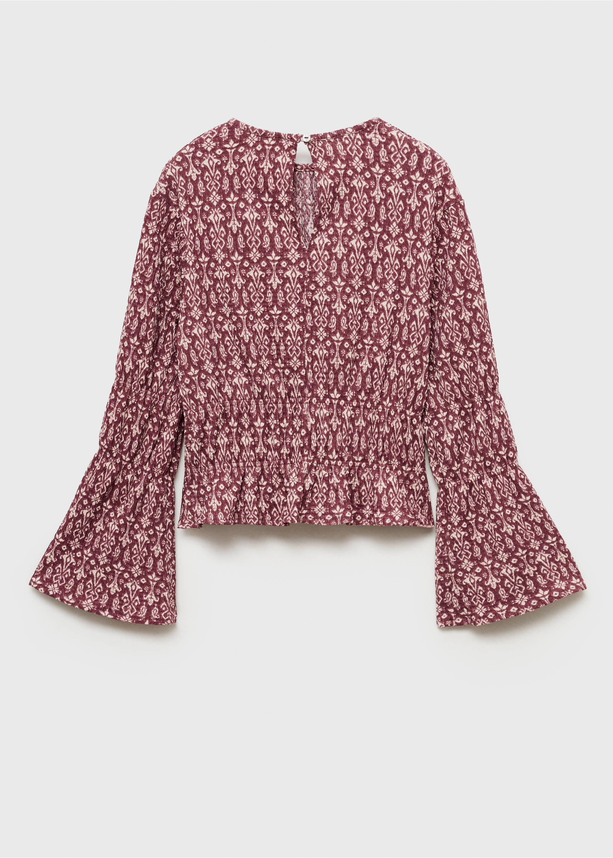 Ruched printed blouse - Reverse of the article, Maroon. Ref: 87040646-00.