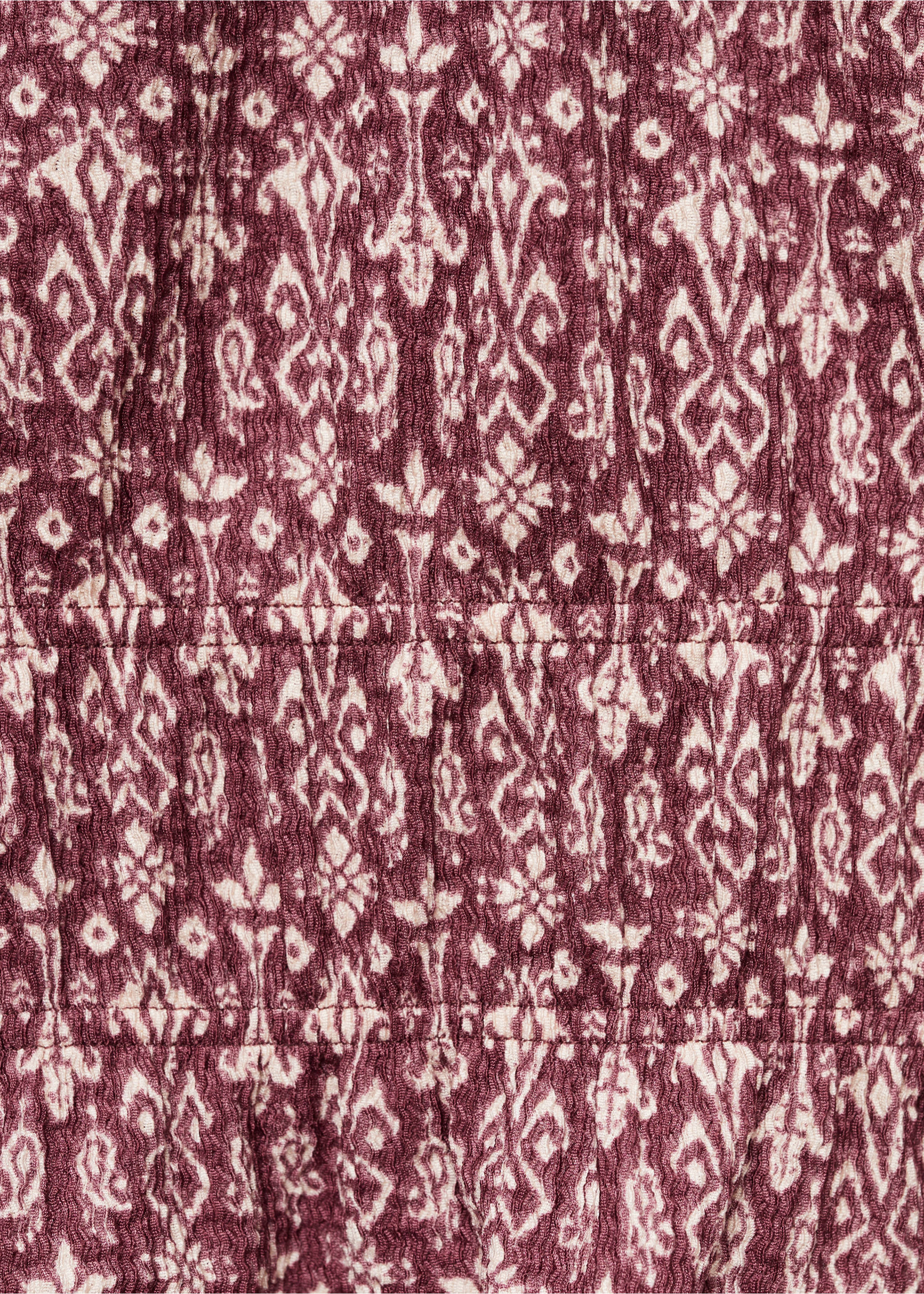 Ruched printed blouse - Details of the article 8, Maroon. Ref: 87040646-00.