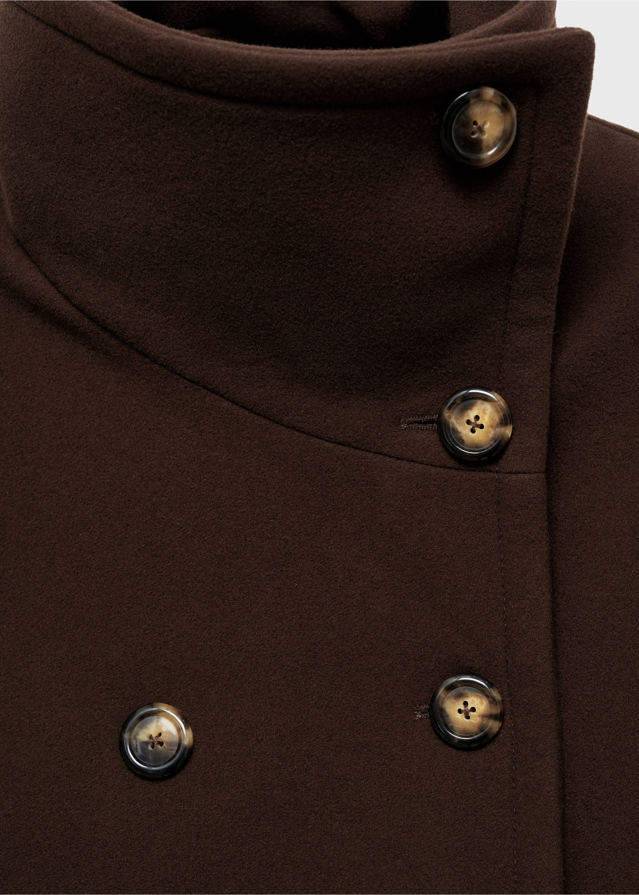 Short virgin wool coat - Details of the article 8, Chocolate. Ref: 87040652-00.
