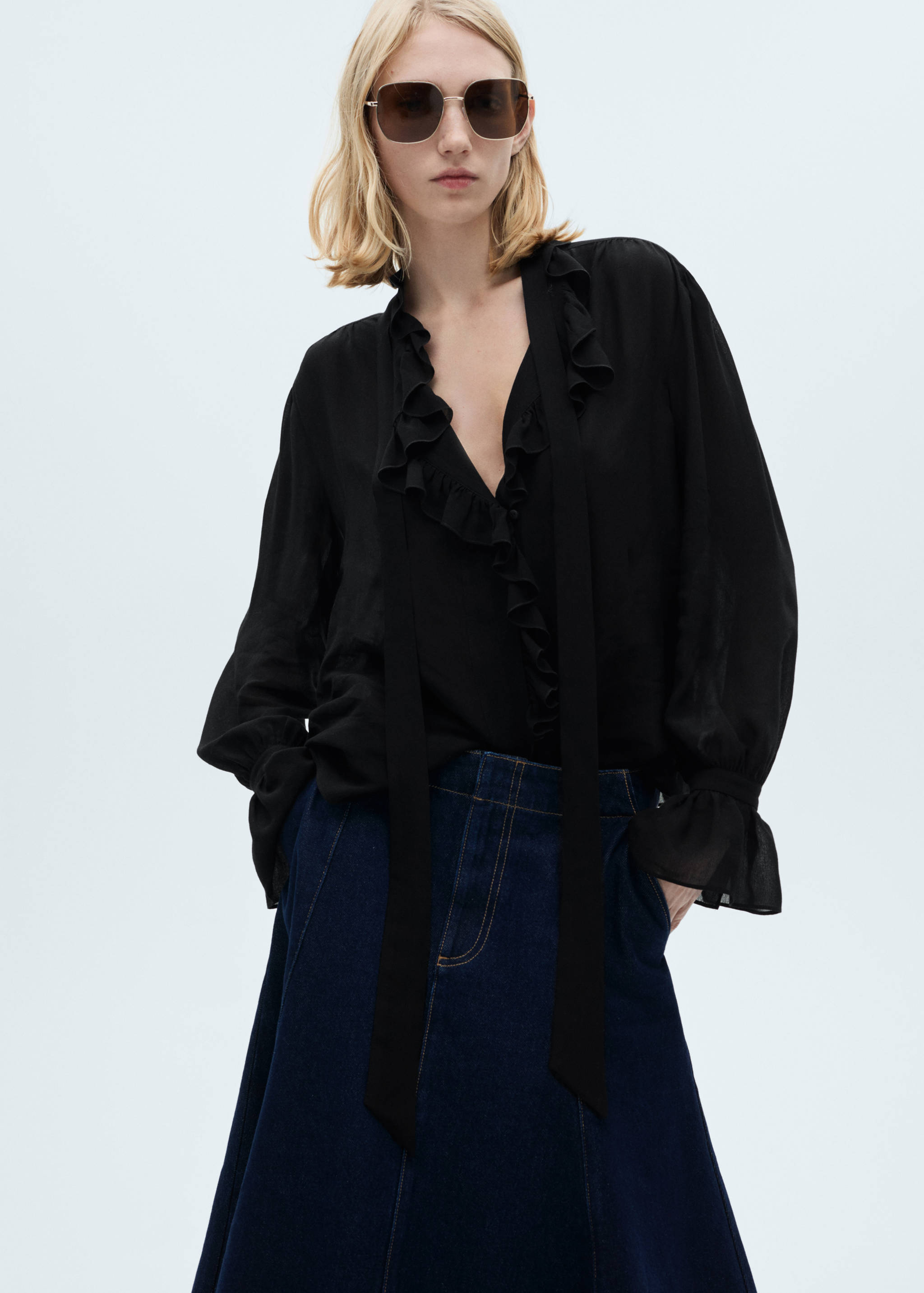 Flared denim skirt - Details of the article 1