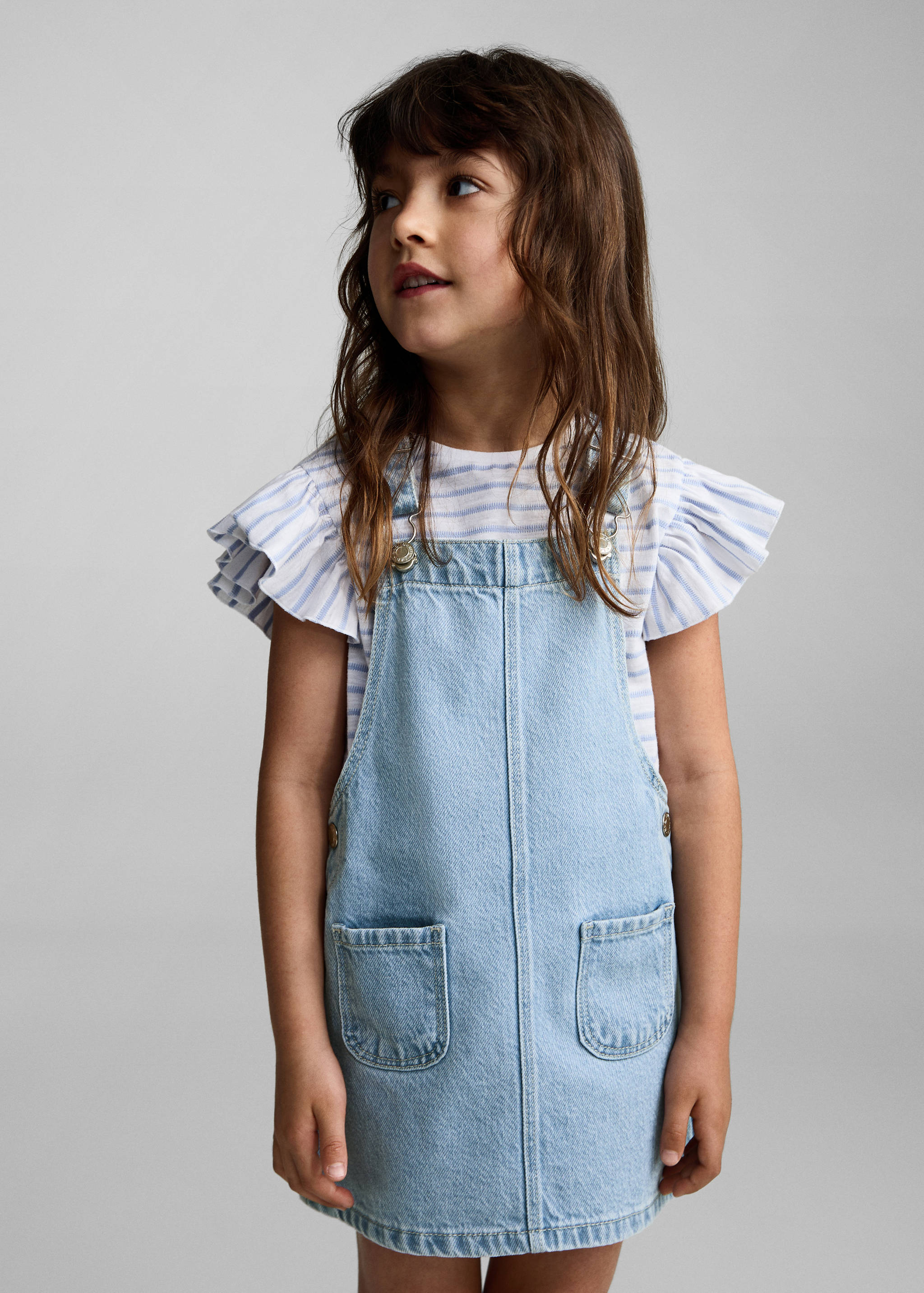 Vestido sem mangas de ganga curto - Plano médio