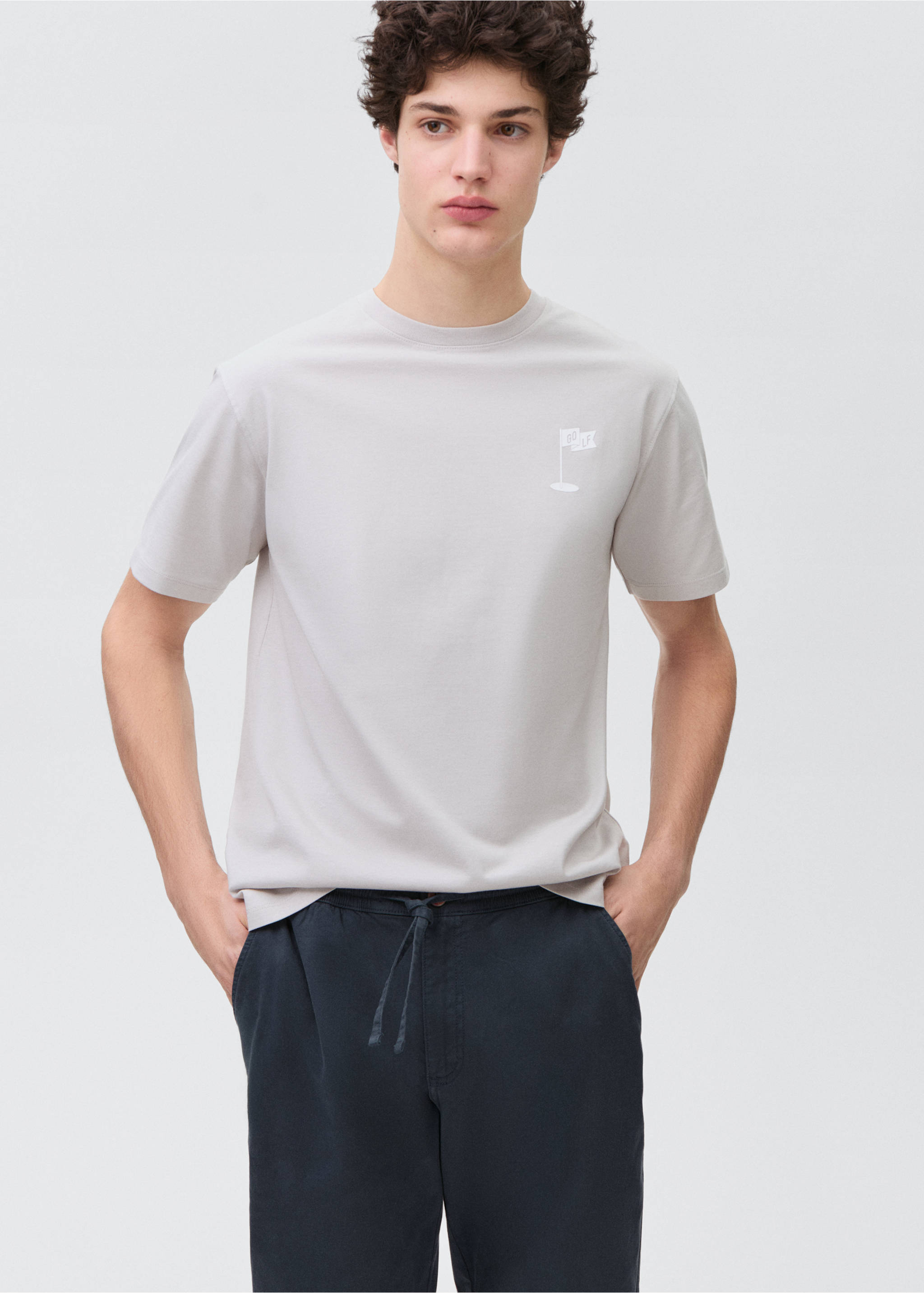 Jogger-Hose aus Baumwolle - Mittlere Ansicht, Dunkles Marineblau. Ref: 87041056-00.