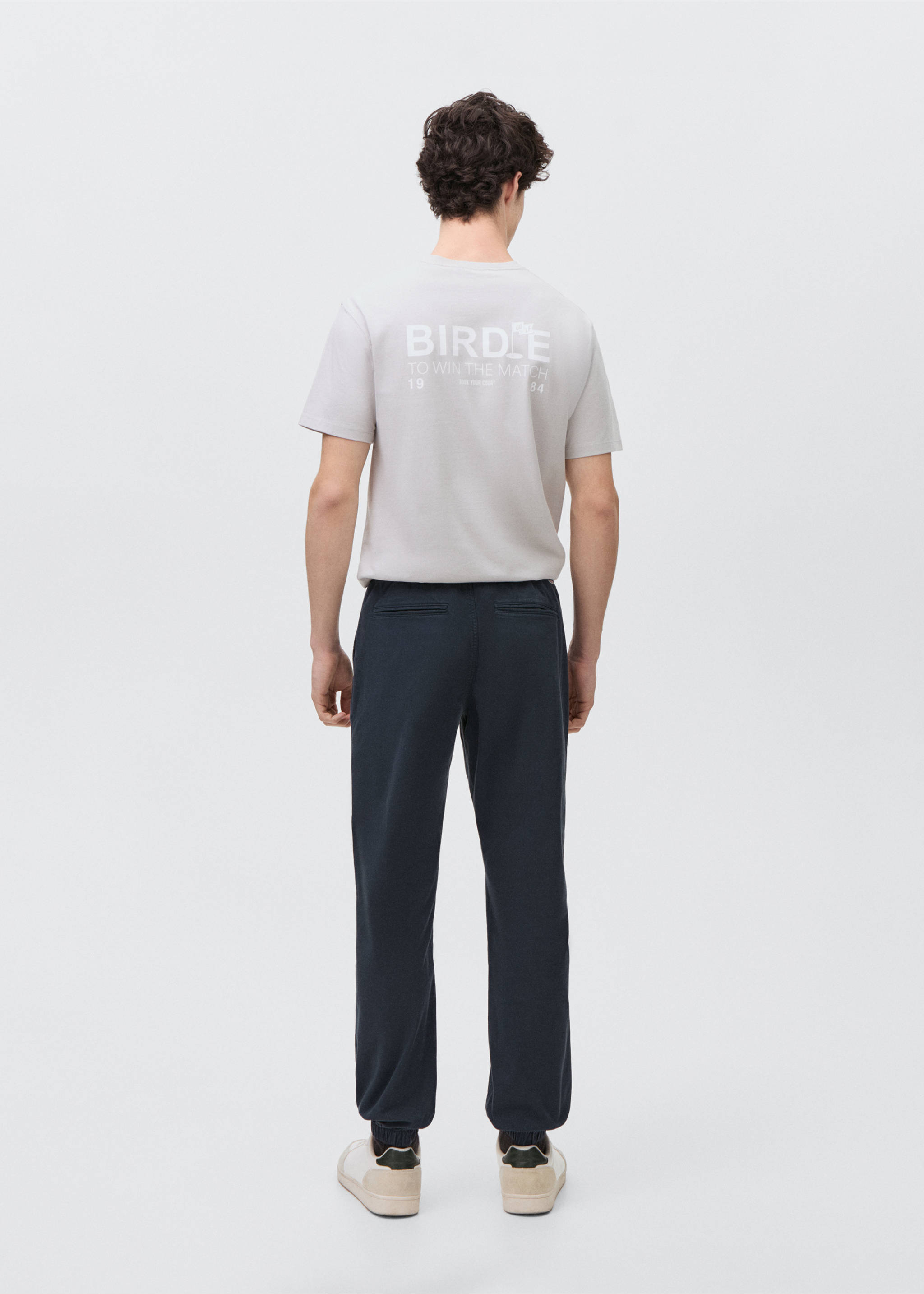 Jogger-Hose aus Baumwolle - Rückseite des Artikels, Dunkles Marineblau. Ref: 87041056-00.