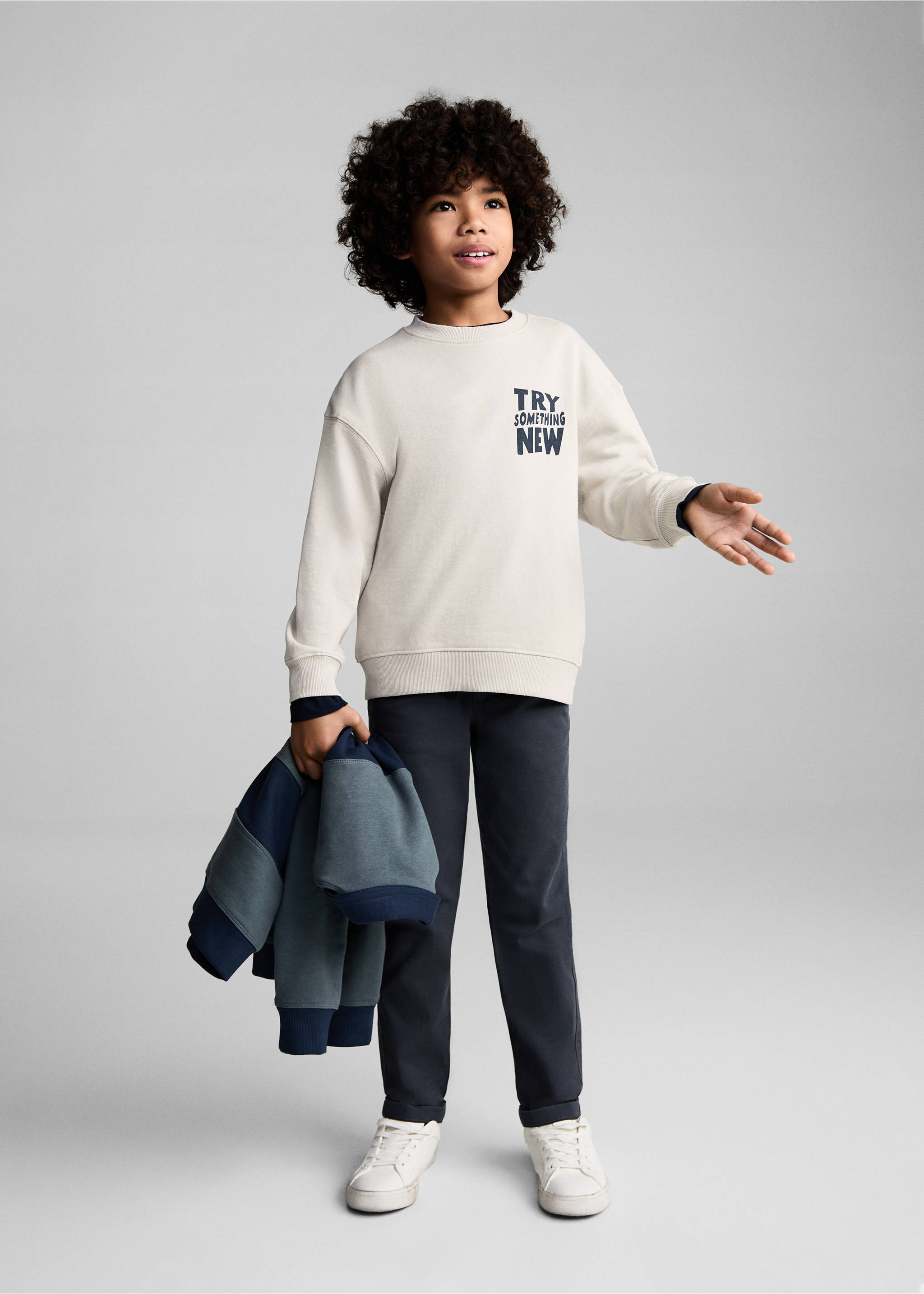 Sweat-shirt coton imprimé - Plan général, Gris glacé. Ref: 87041512-00.