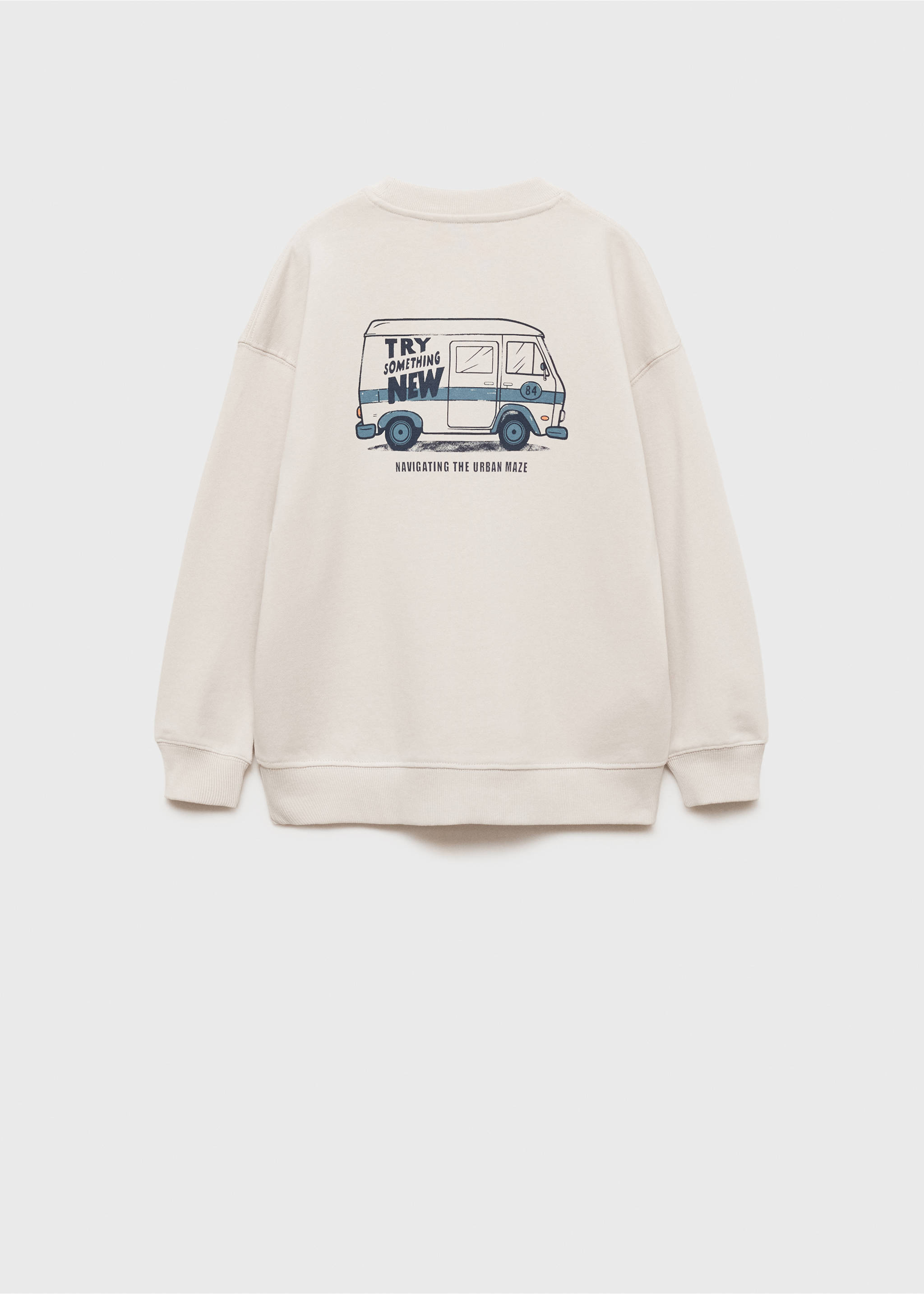 Sweat-shirt coton imprimé - Verso de l’article, Gris glacé. Ref: 87041512-00.