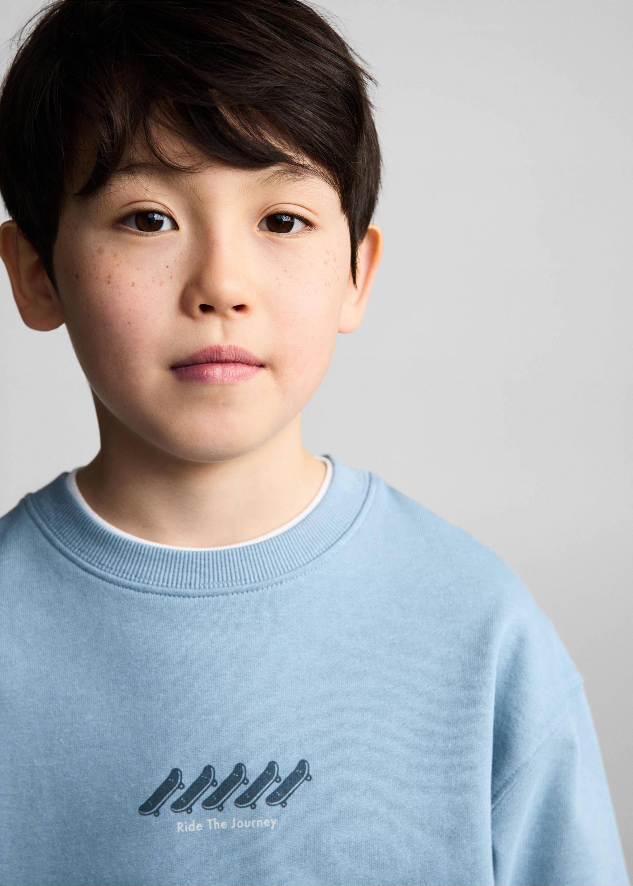 Printed cotton sweatshirt - Details of the article 1, Blue. Ref: 87041512-00.