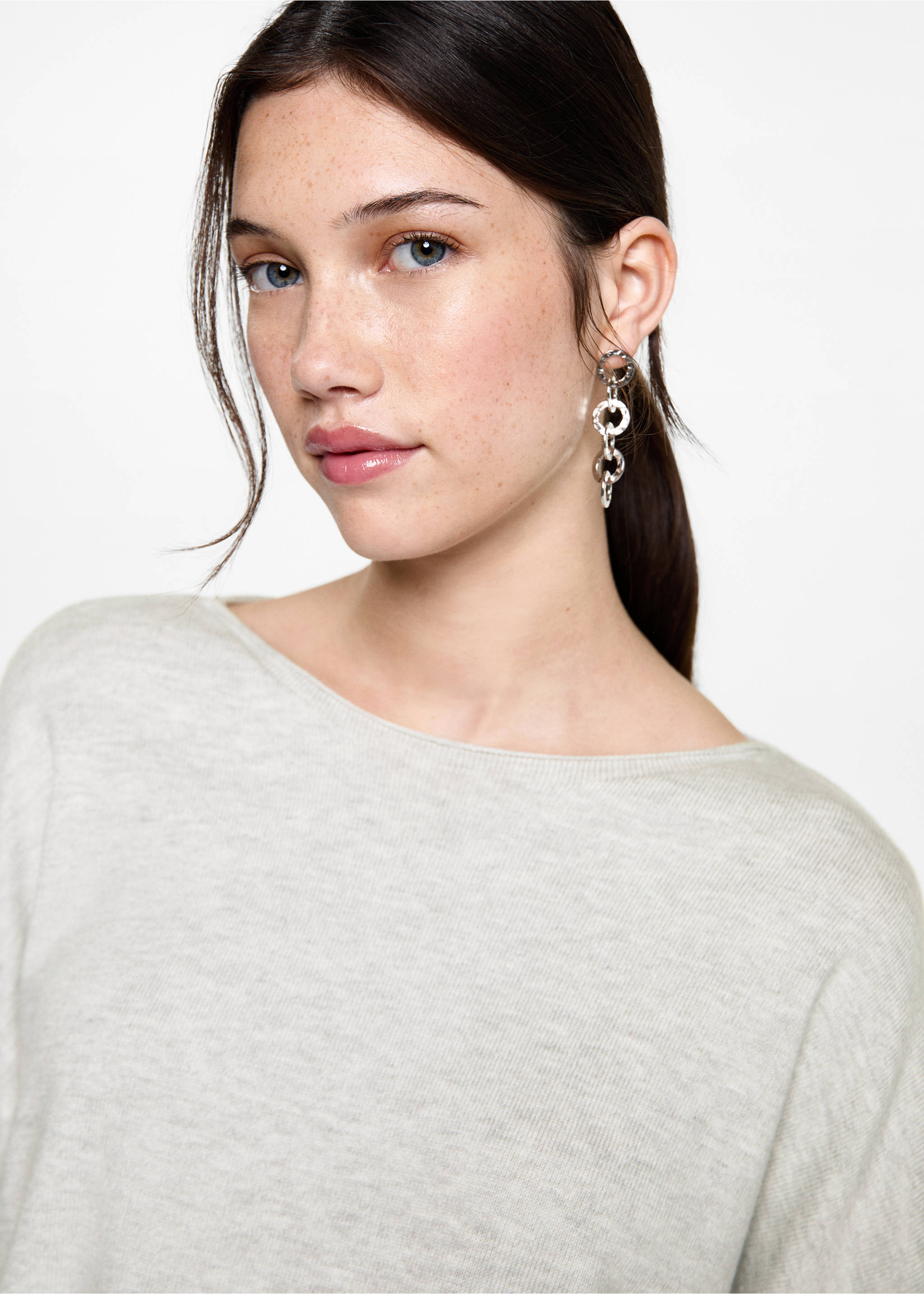 Oversized fine-knit sweater - Details of the article 1, Light Heather Grey. Ref: 87041516-00.