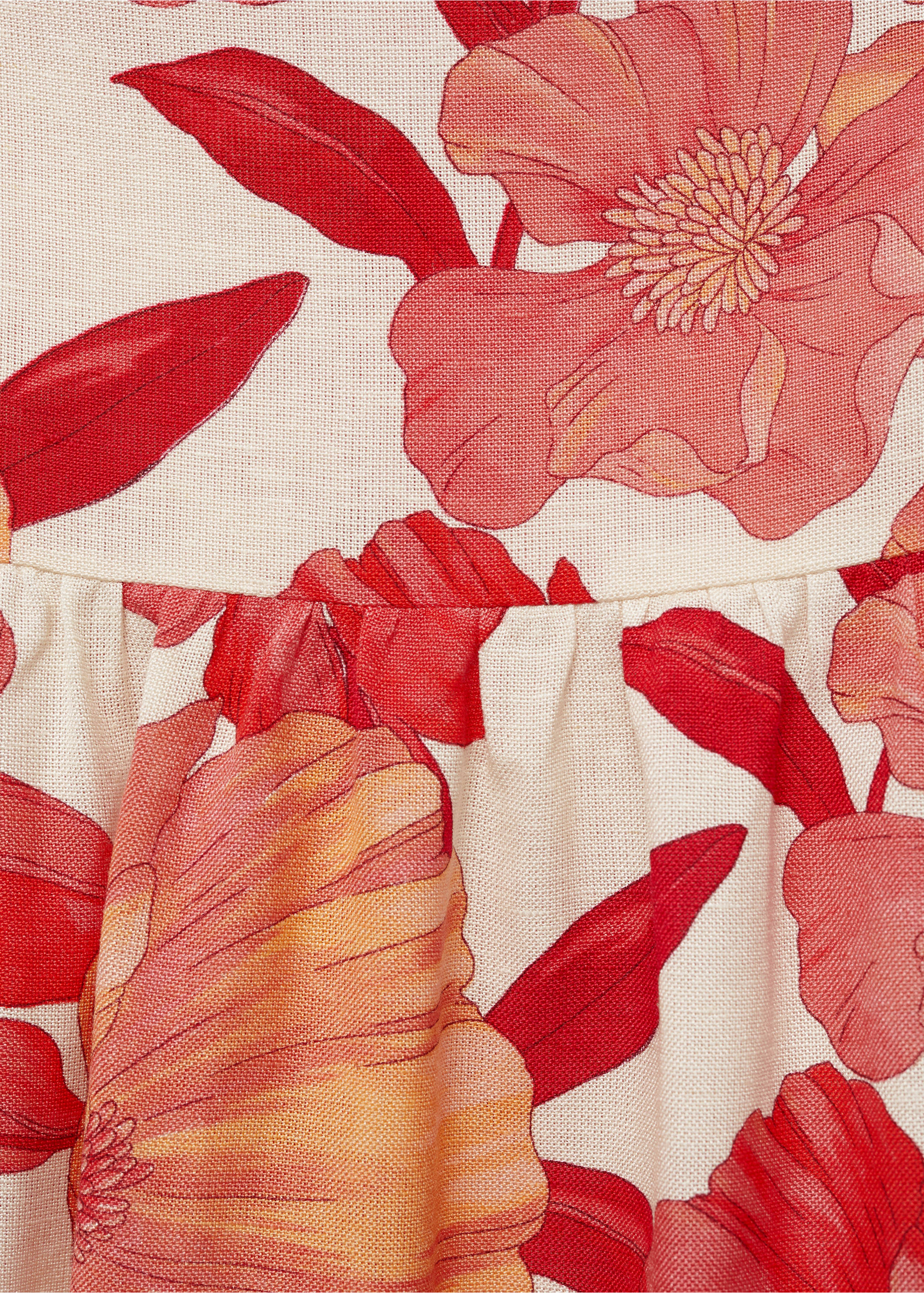 Floral ruffled skirt - Details of the article 0, Red. Ref: 87042532-00.