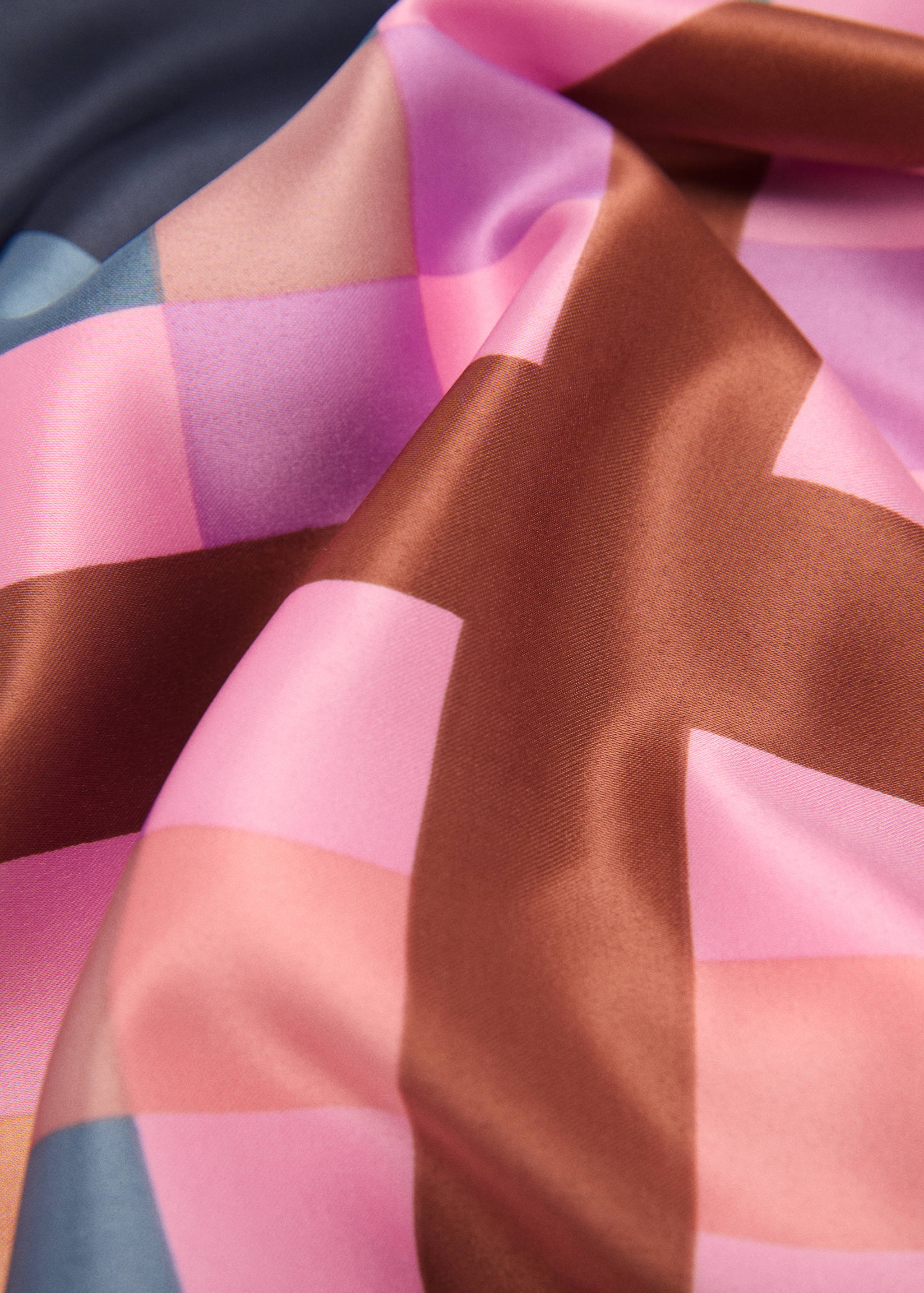 Satin check scarf - Medium plane