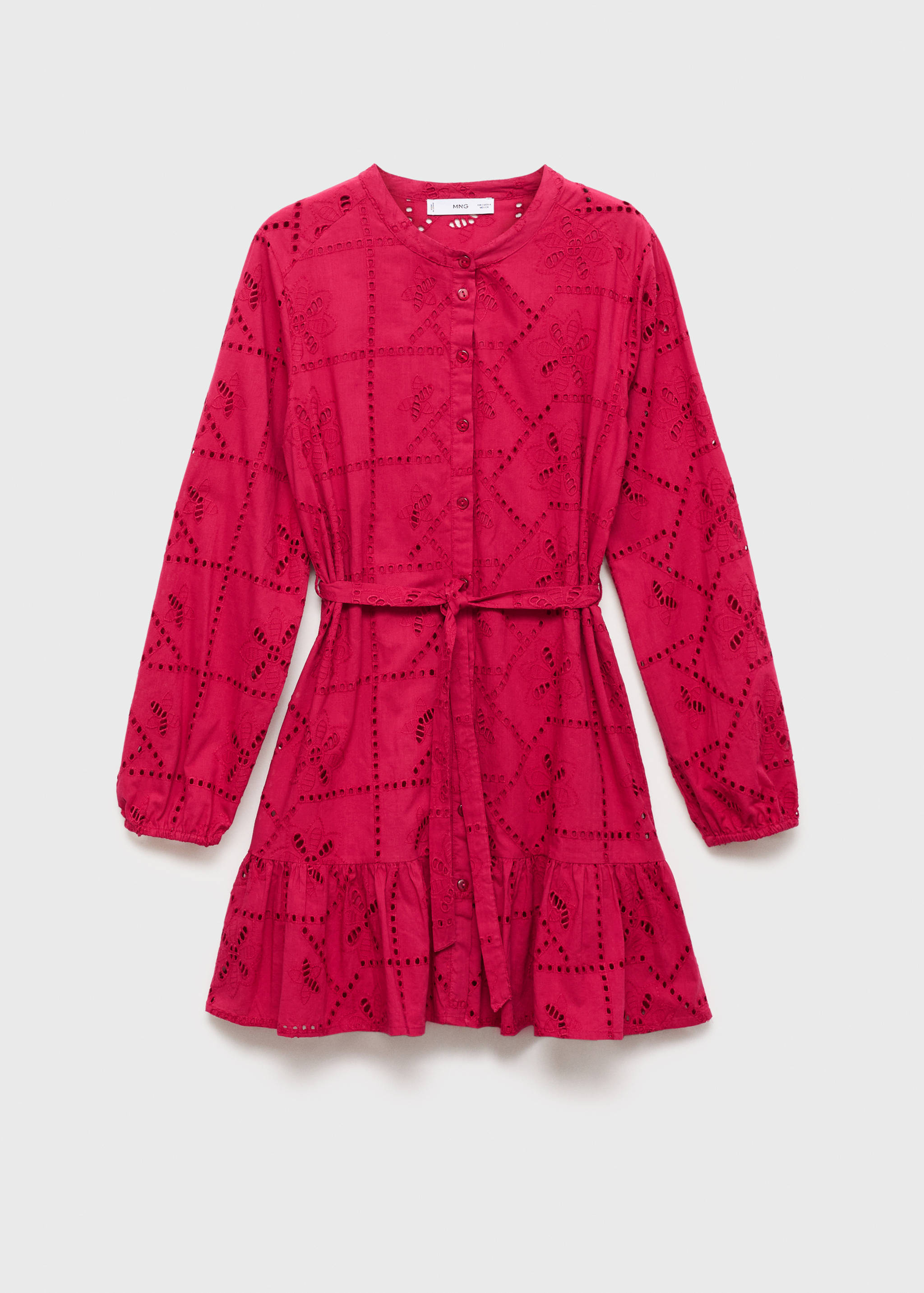mango royal long sleeve ruffle dress Mango Royal Long Sleeve Ruffle Dress in Red