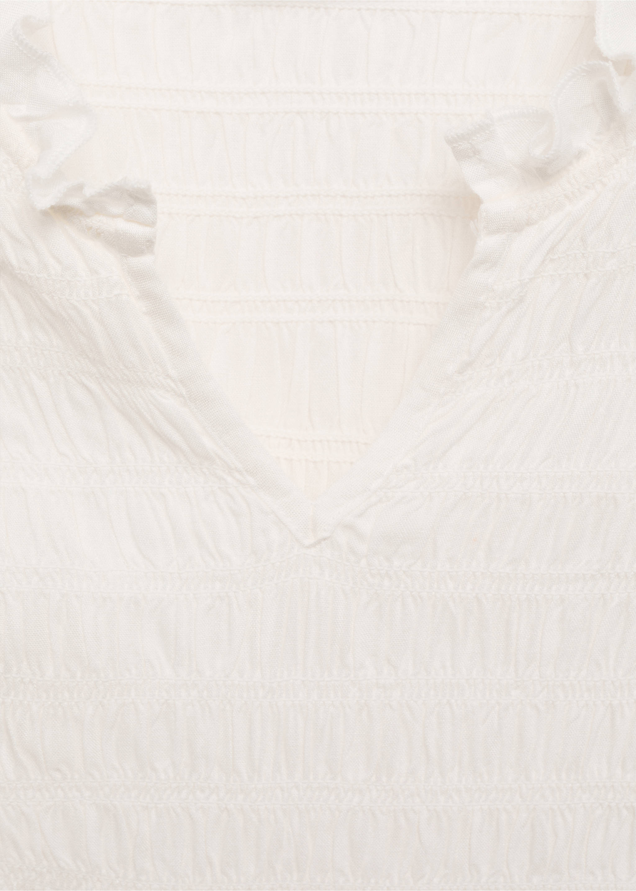 Geraffte Bluse mit Rüschen - Detail des Artikels 8, Cremeweiß. Ref: 87042537-00.