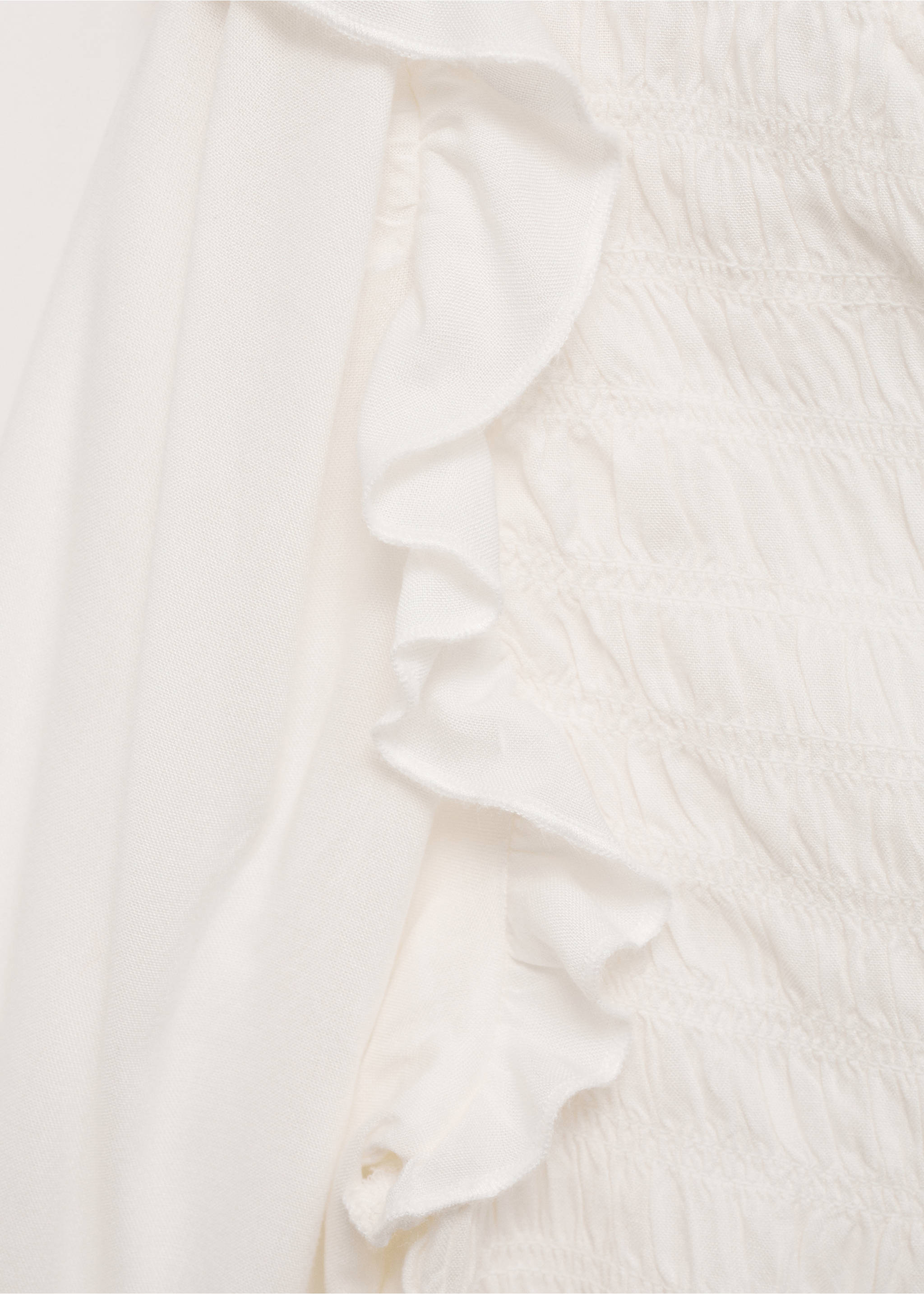 Geraffte Bluse mit Rüschen - Detail des Artikels 0, Cremeweiß. Ref: 87042537-00.