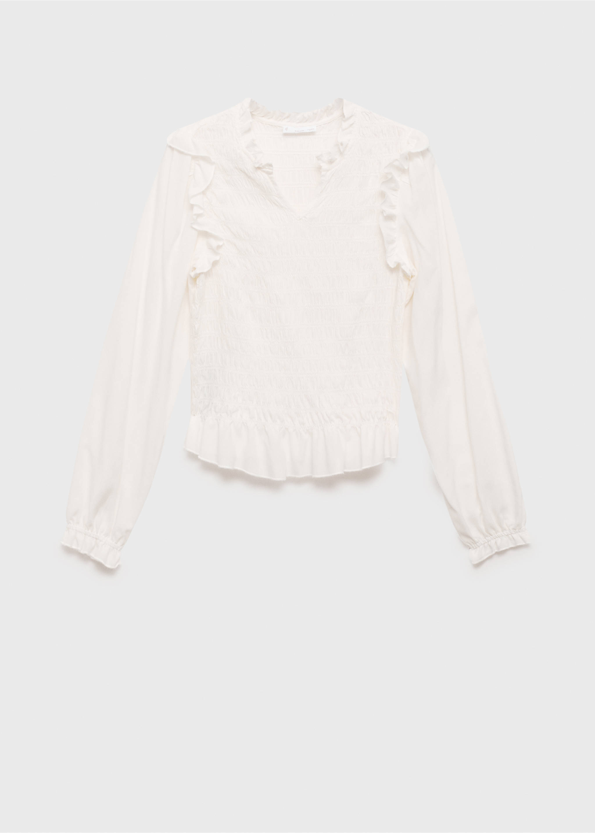 Ruched blouse with ruffles - Article without model, Off White. Ref: 87042537-00.