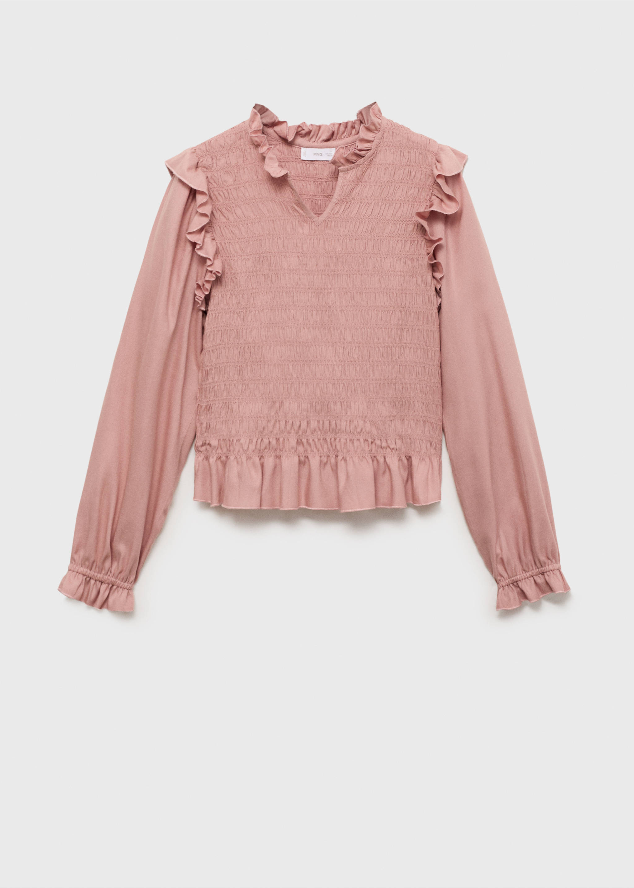 Blusa fruncida volantes - Artículo sin modelo, Rosa pastel. Ref: 87042537-00.