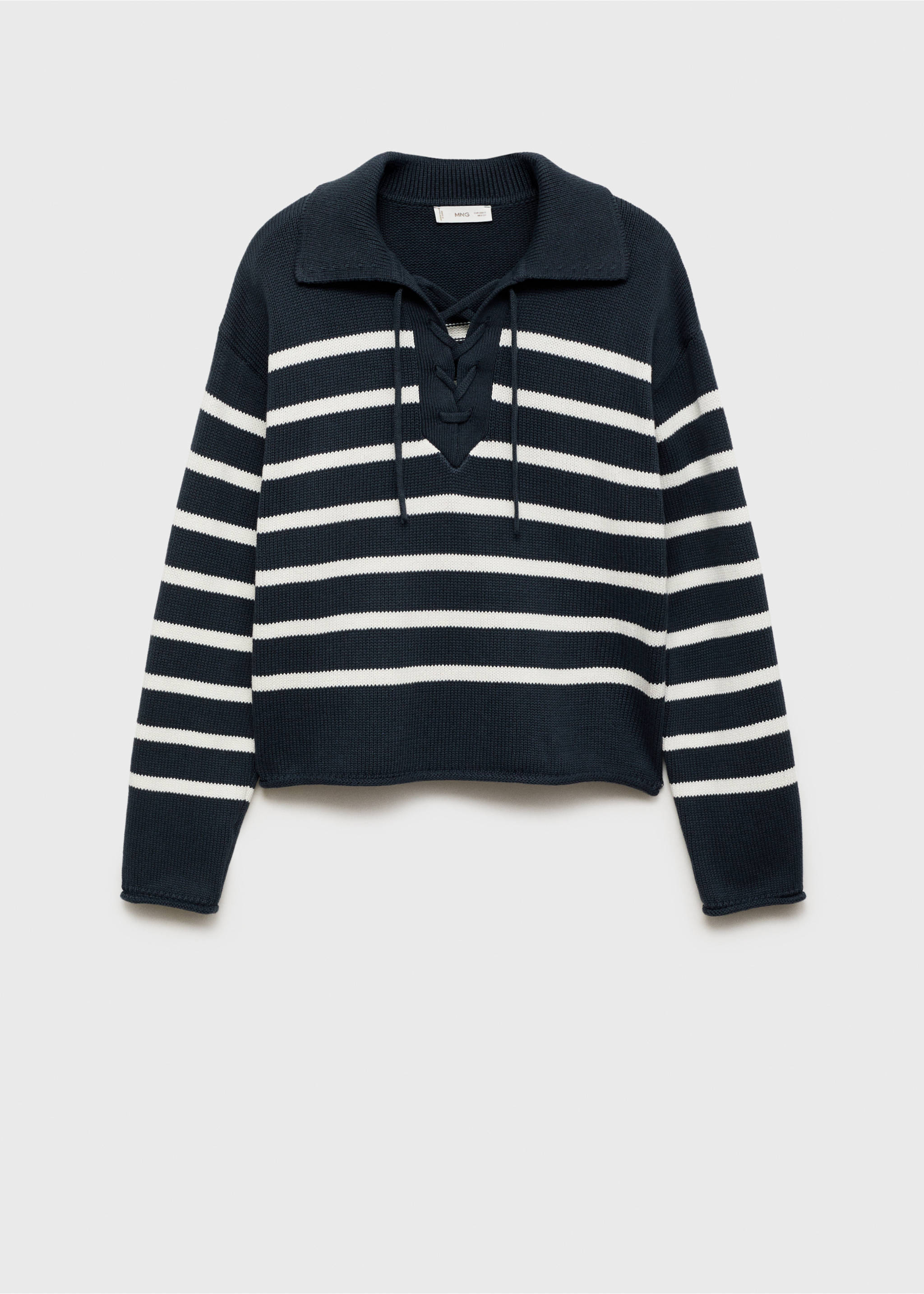 Gestreifter Pullover mit Polokragen - Artikel ohne Model, Blau. Ref: 87042538-00.