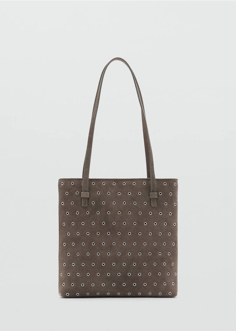 Die-cut leather shoulder bag - Medium Brown