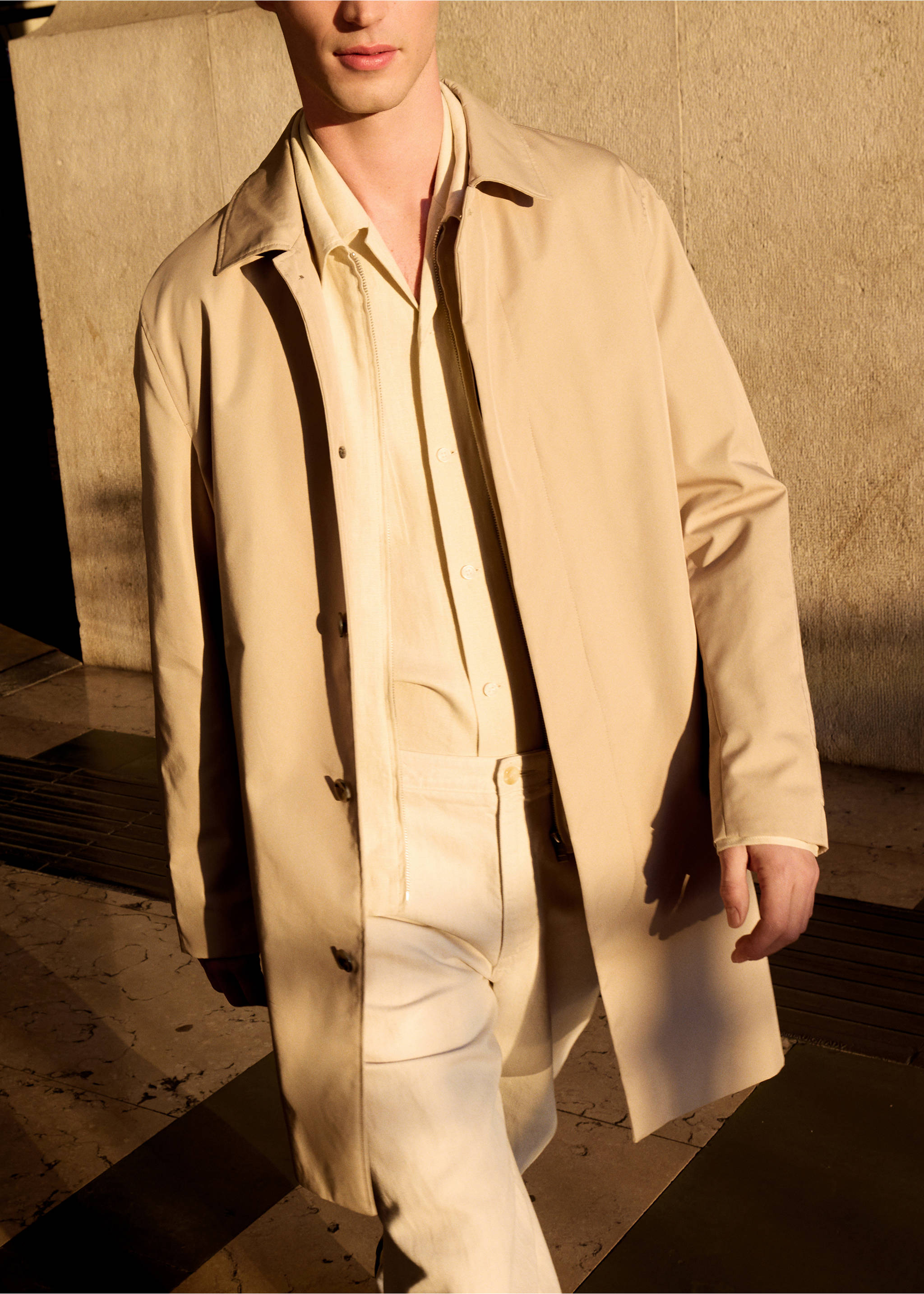 Classic water-repellent trench coat - Details of the article 5, Beige. Ref: 87042888-00.