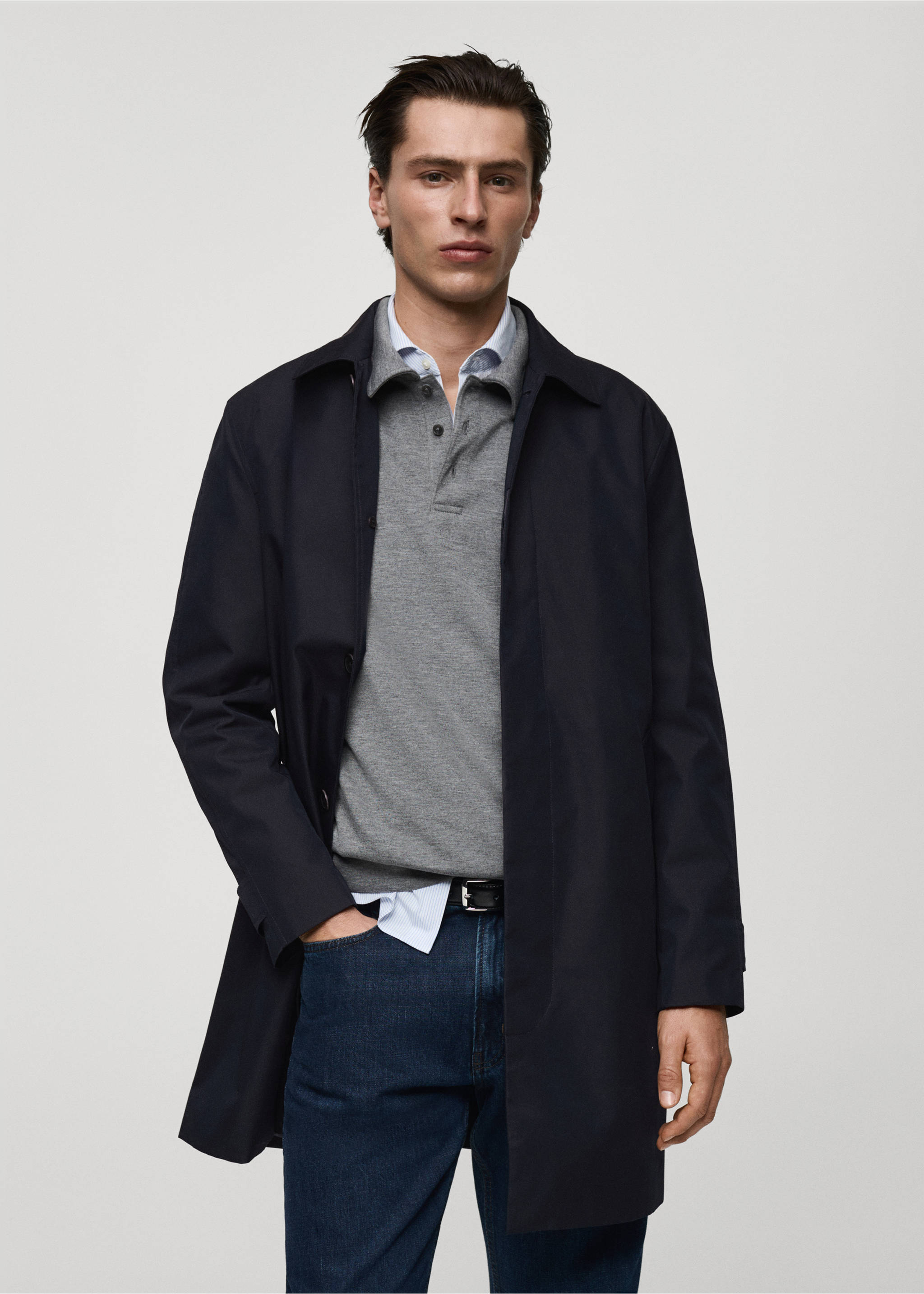 Classic water-repellent trench coat - Medium plane, Dark Navy. Ref: 87042888-00.