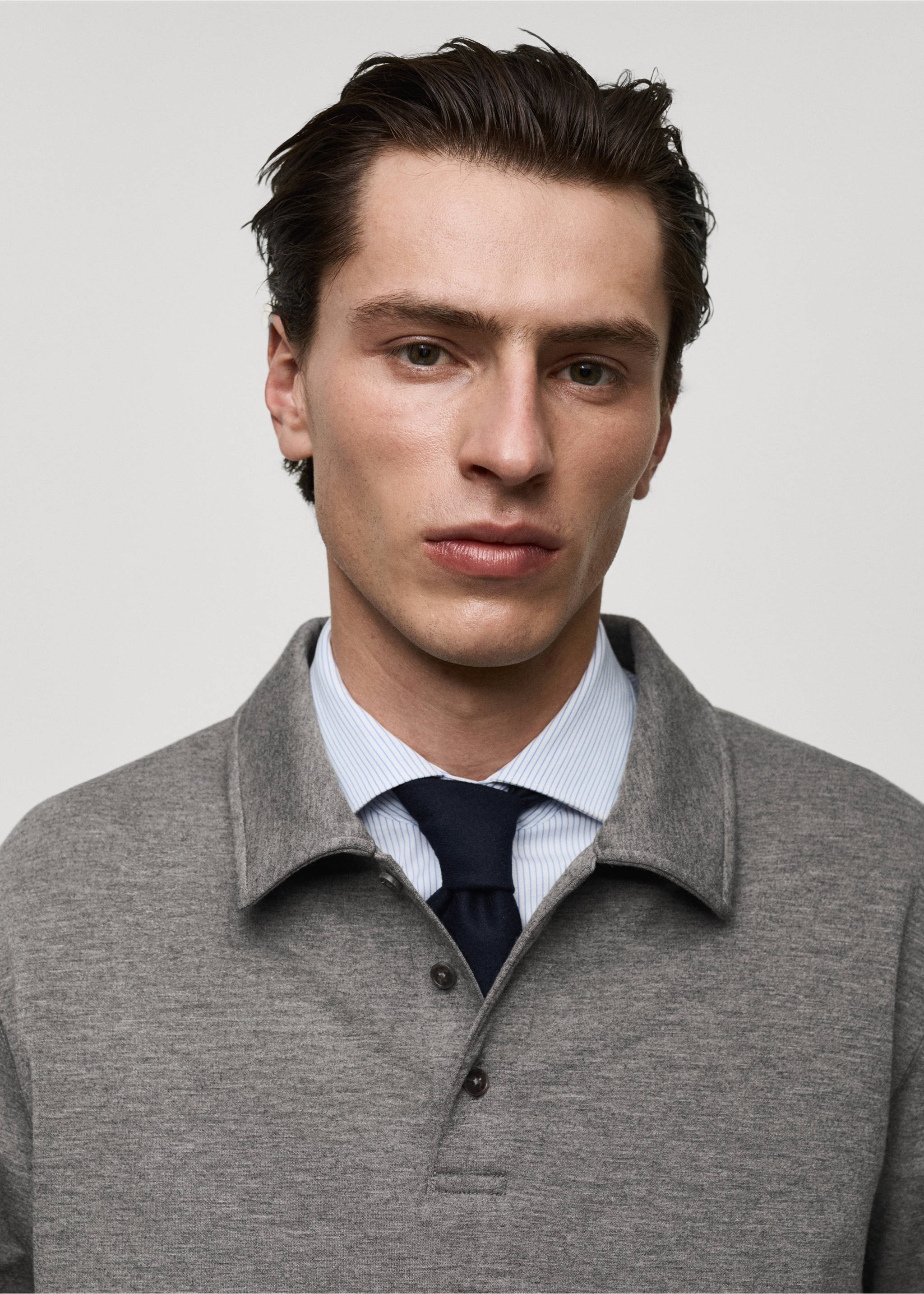 Regular-fit polo sweatshirt - Details of the article 1, Charcoal. Ref: 87042889-00.