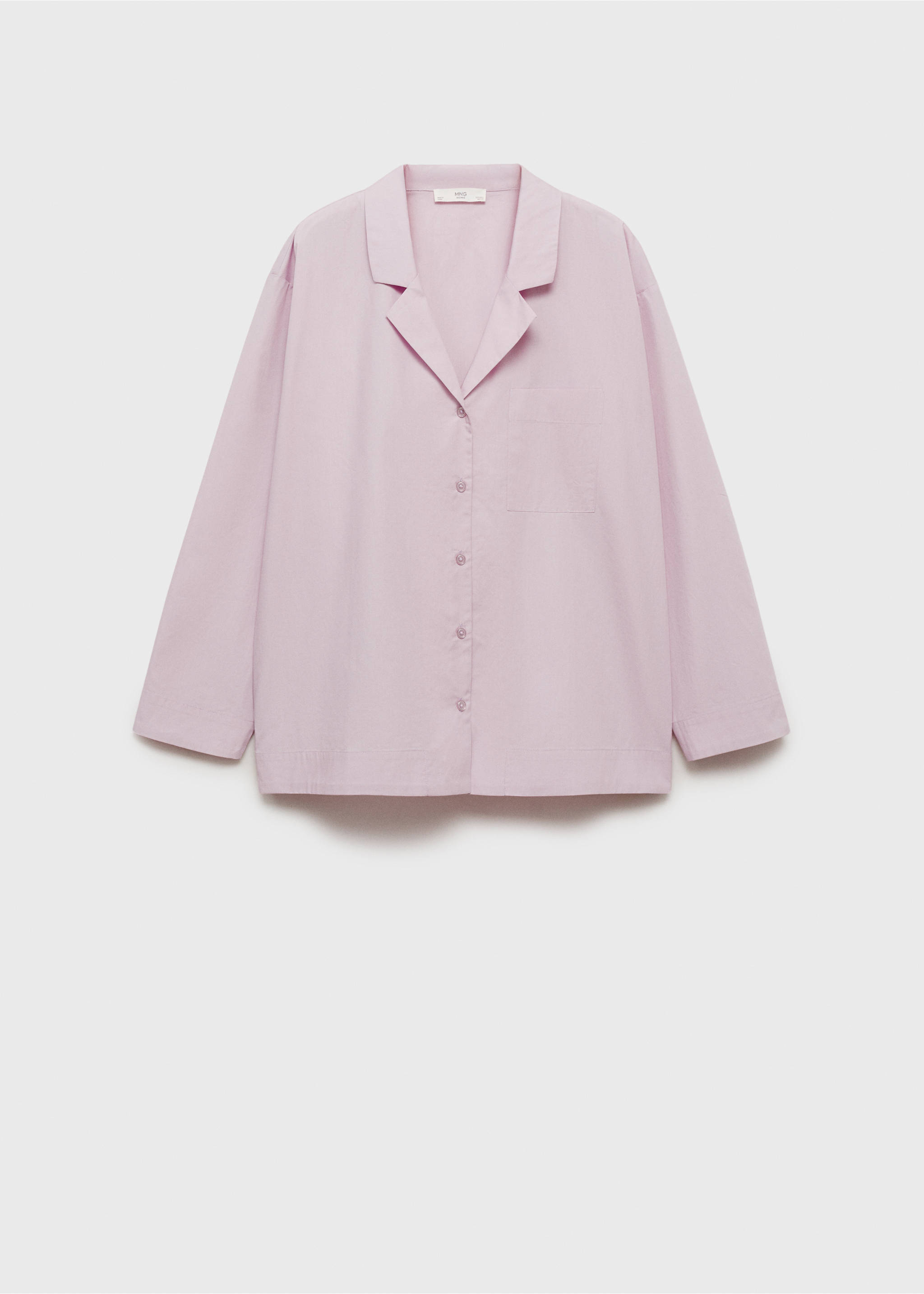 Garment-washed cotton shirt - Article without model, Lilac. Ref: 87042896-00.