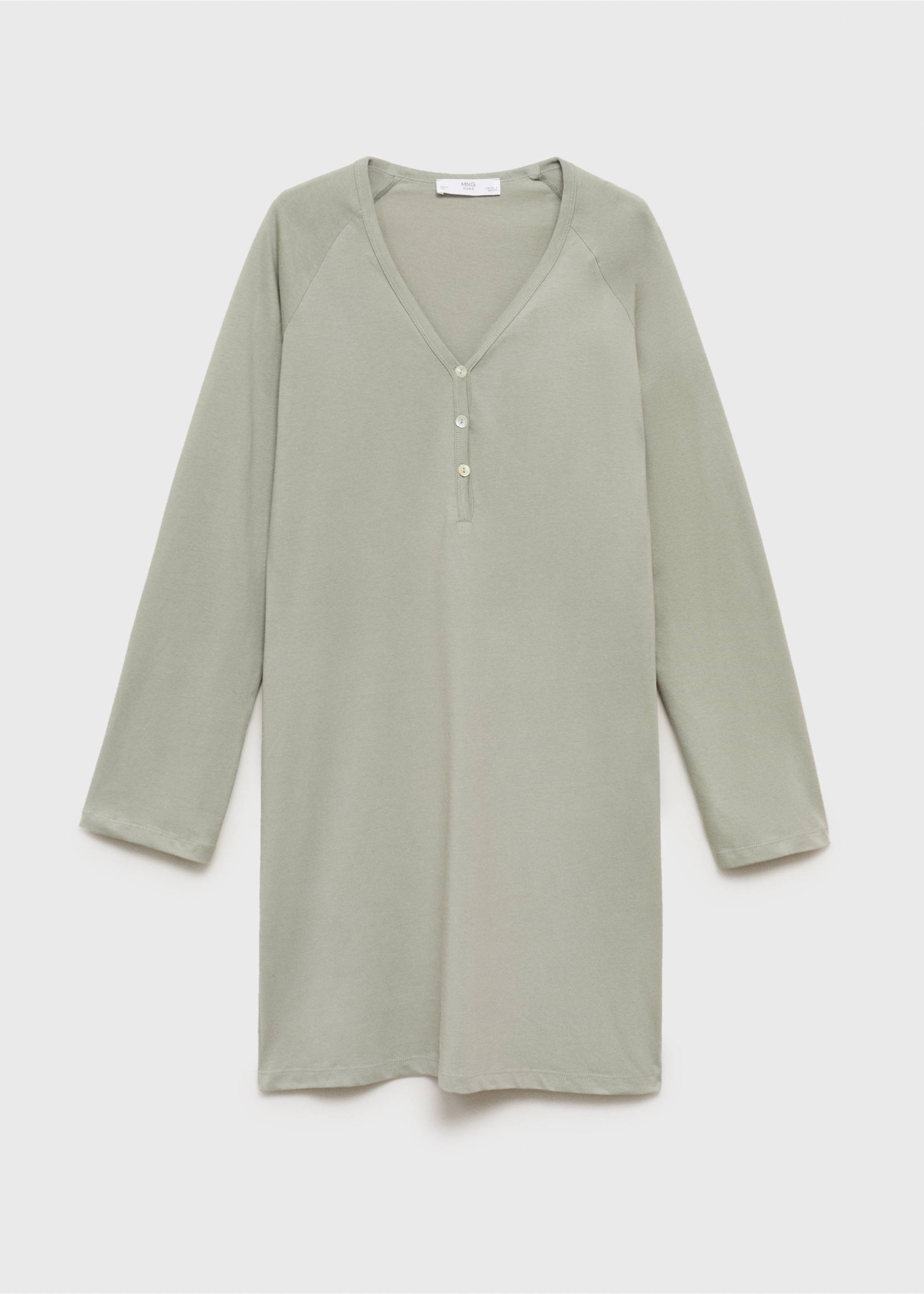 Chemise de nuit en coton col en V - Article sans modèle, Vert d´eau. Ref: 87042901-00.