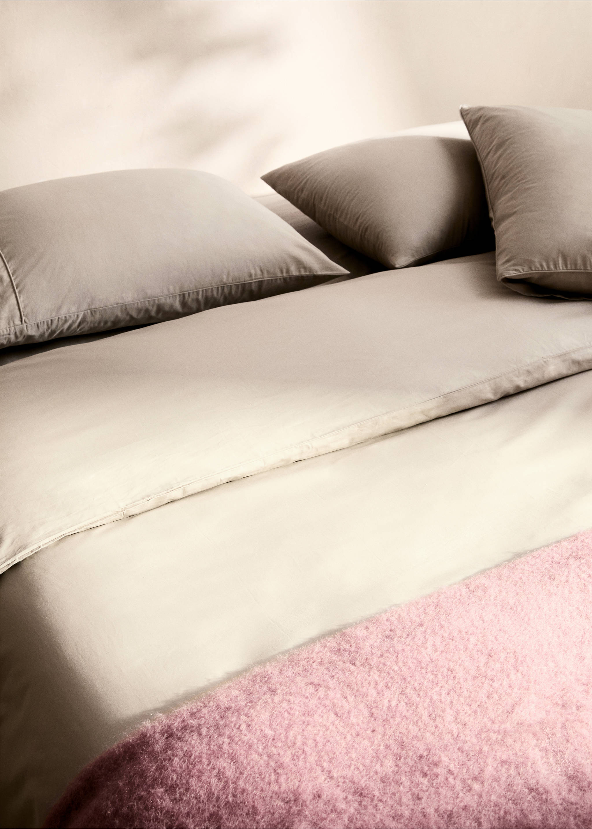 Bettbezug aus Baumwoll-Perkal, 500er Fadendichte, 90 cm Bett - Detail des Artikels 7, Mittelbraun. Ref: 87042921-00.