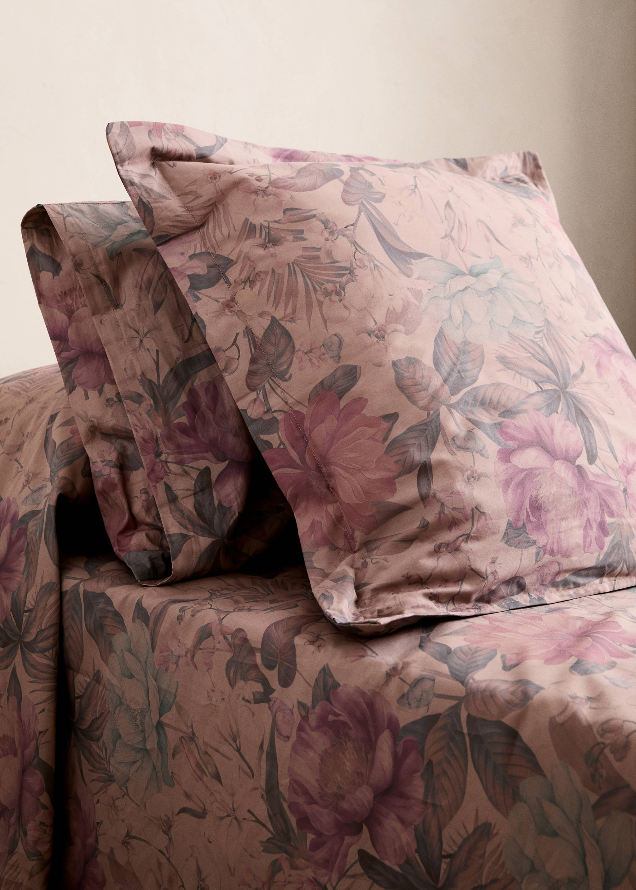 Funda almohada algodón percal estampado flor multicolor 45x110 cm - Plano general