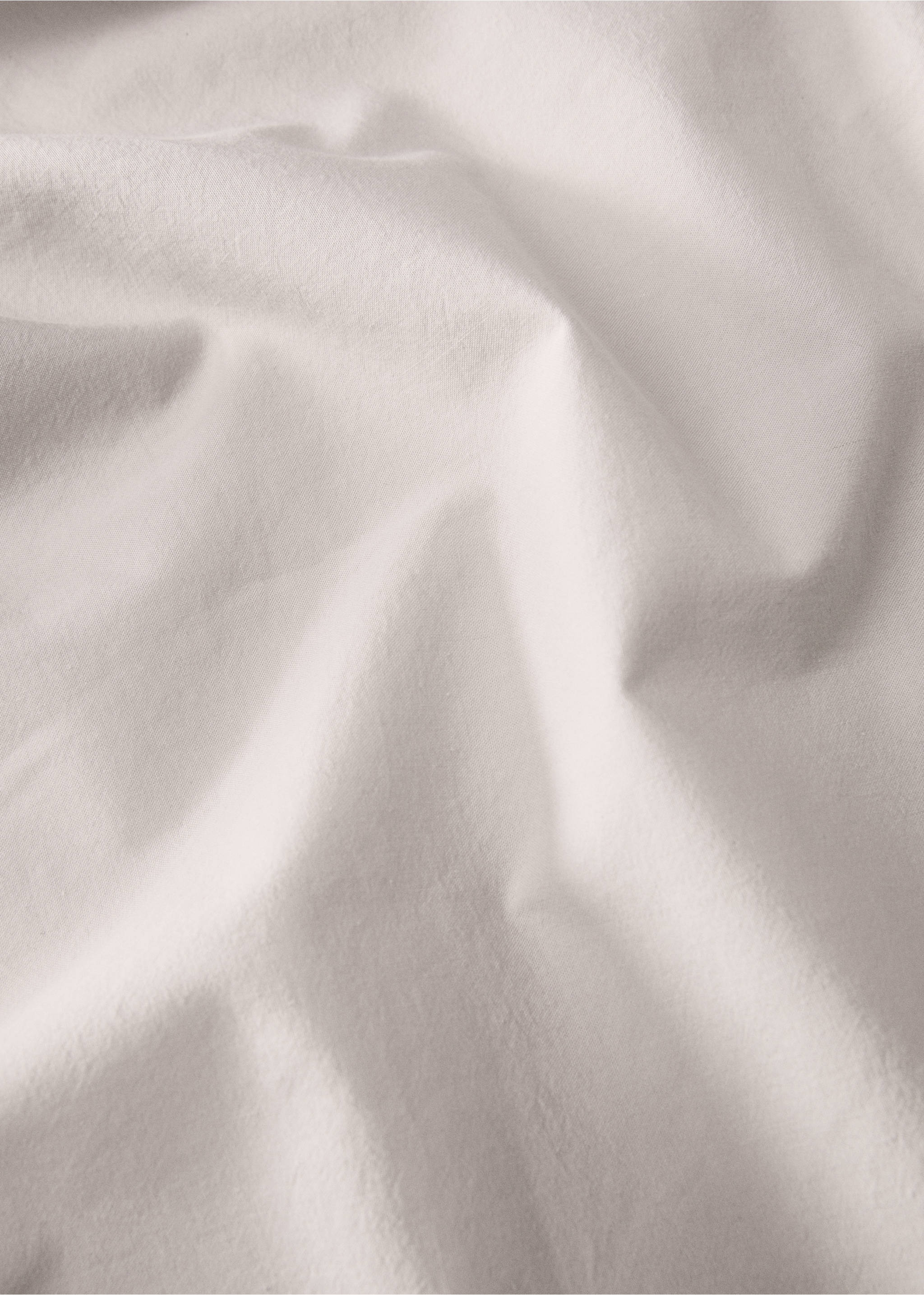 Washed cotton fitted sheet for 150 cm bed - Details of the article 3, Light/Pastel Grey. Ref: 87042930-00.