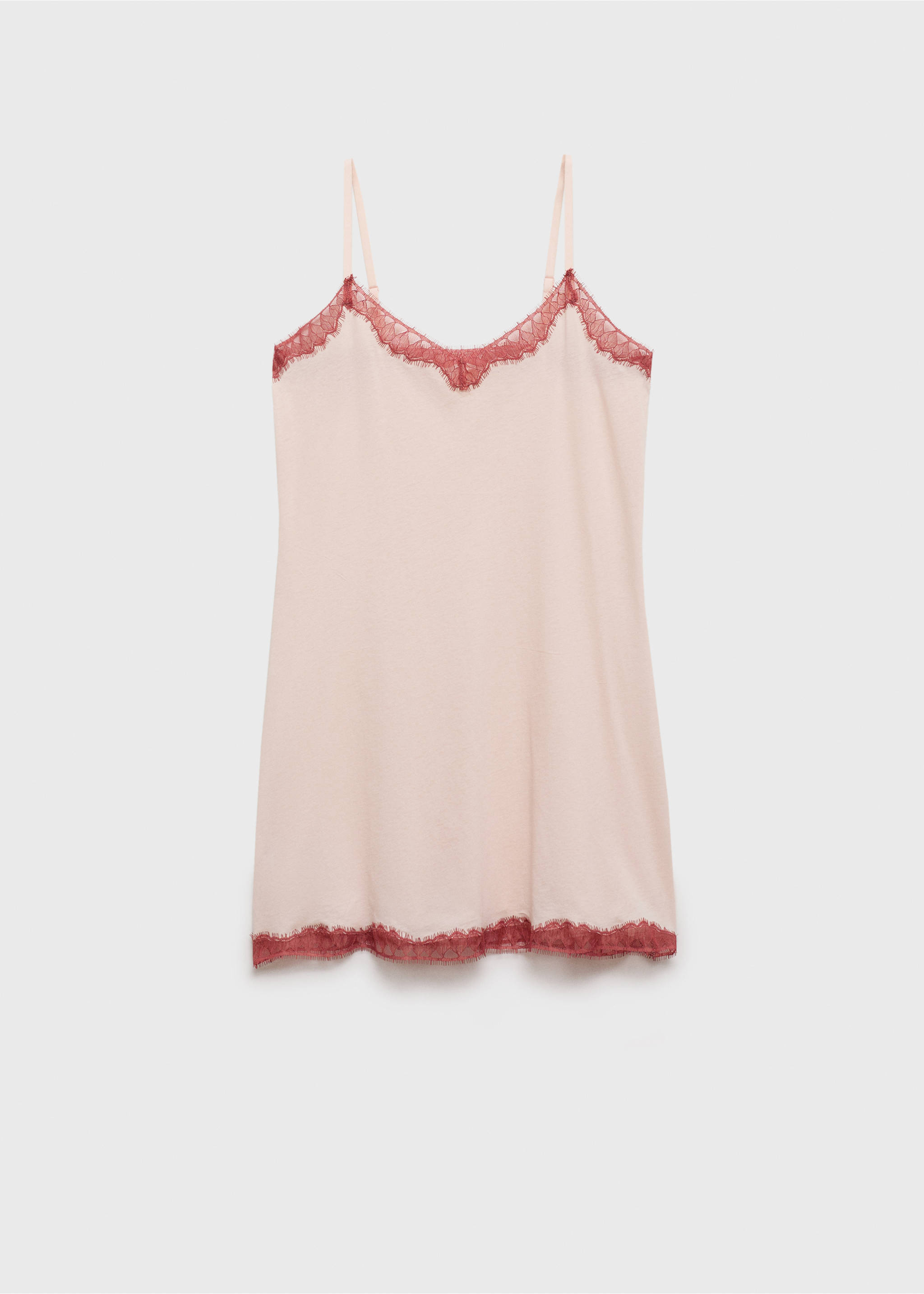 Chemise de nuit finition dentelle - Article sans modèle, Rose pastel. Ref: 87042940-00.
