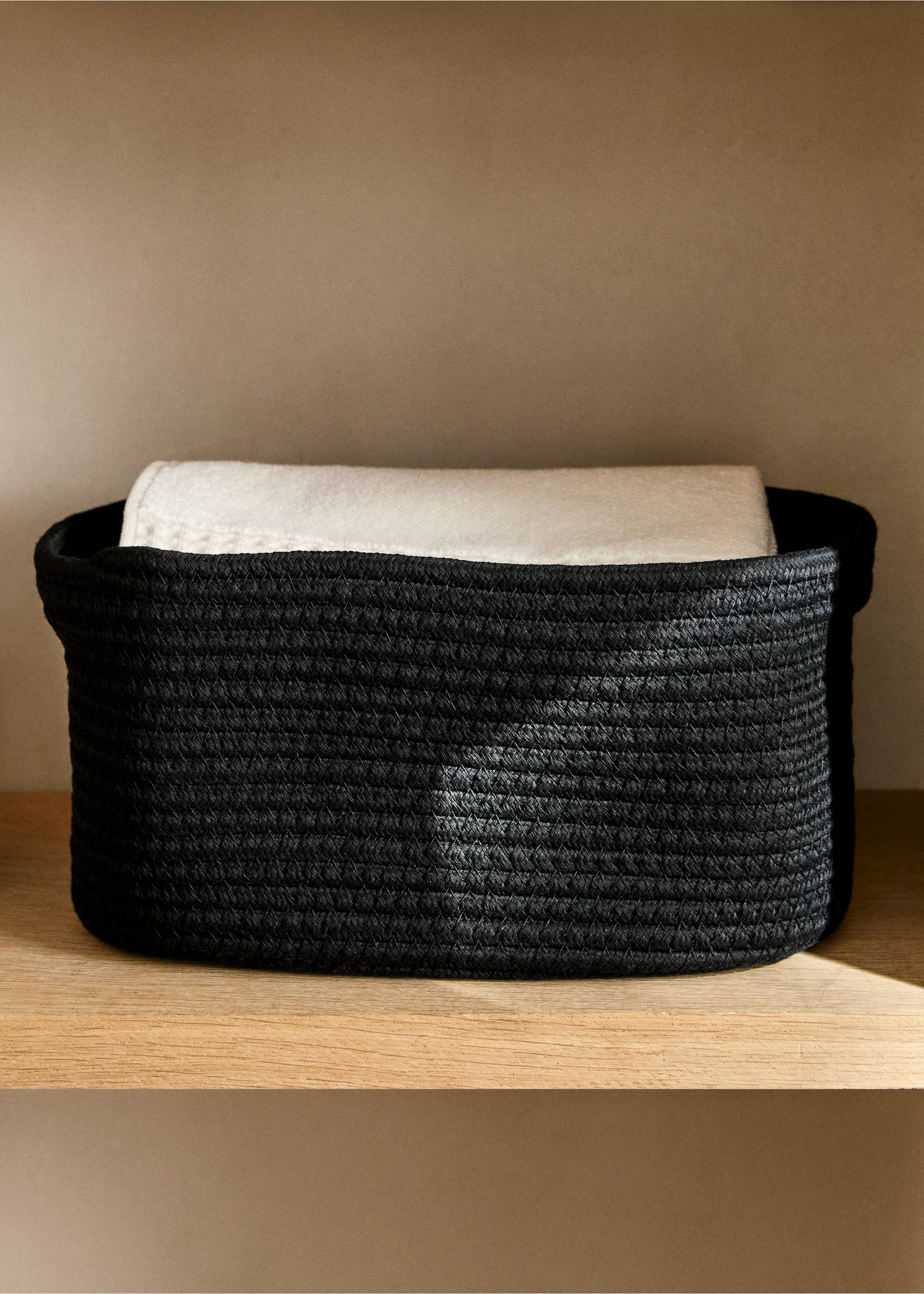 Large rectangular cotton basket - General plane, Black. Ref: 87042958-00.