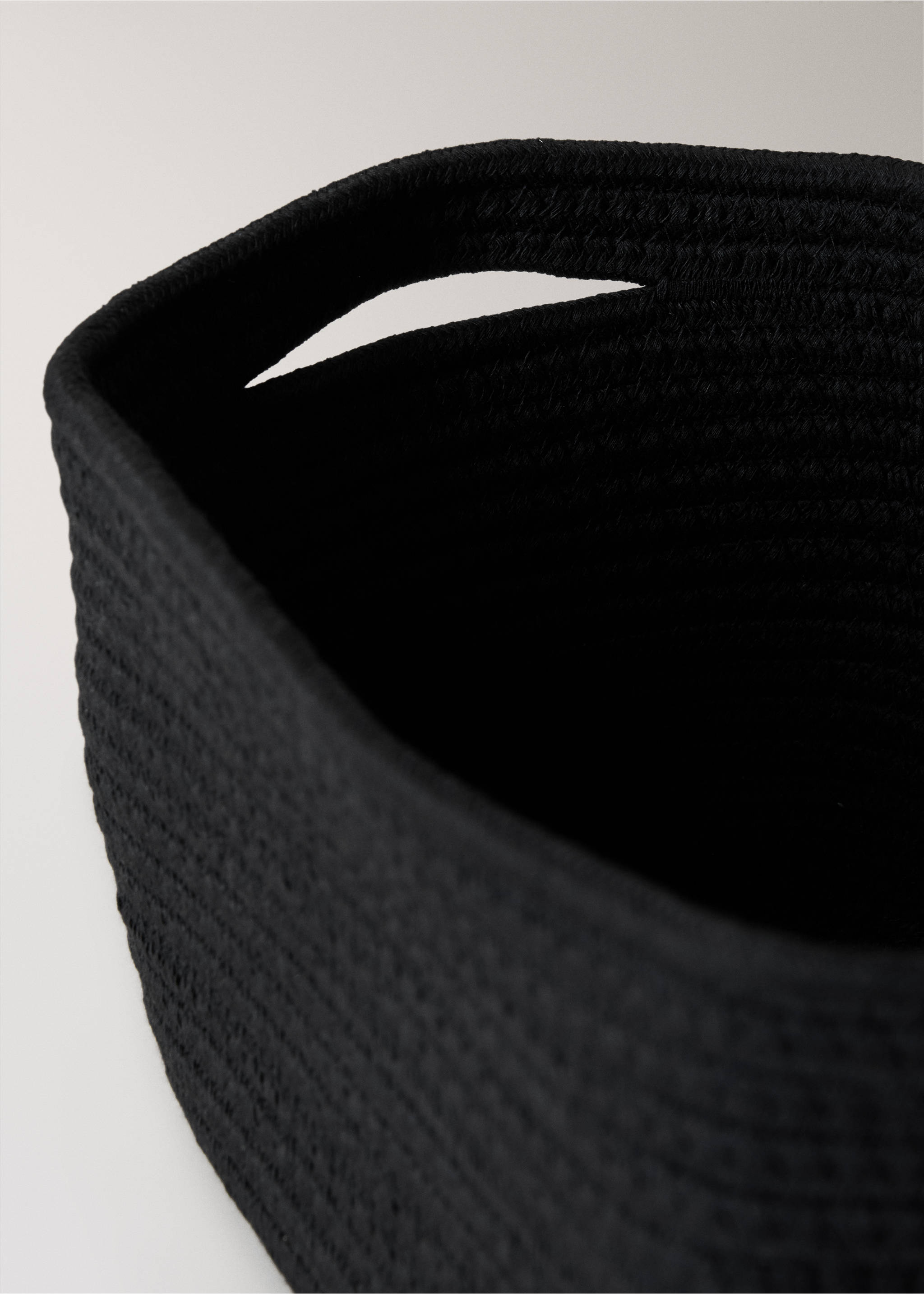 Large rectangular cotton basket - Details of the article 1, Black. Ref: 87042958-00.