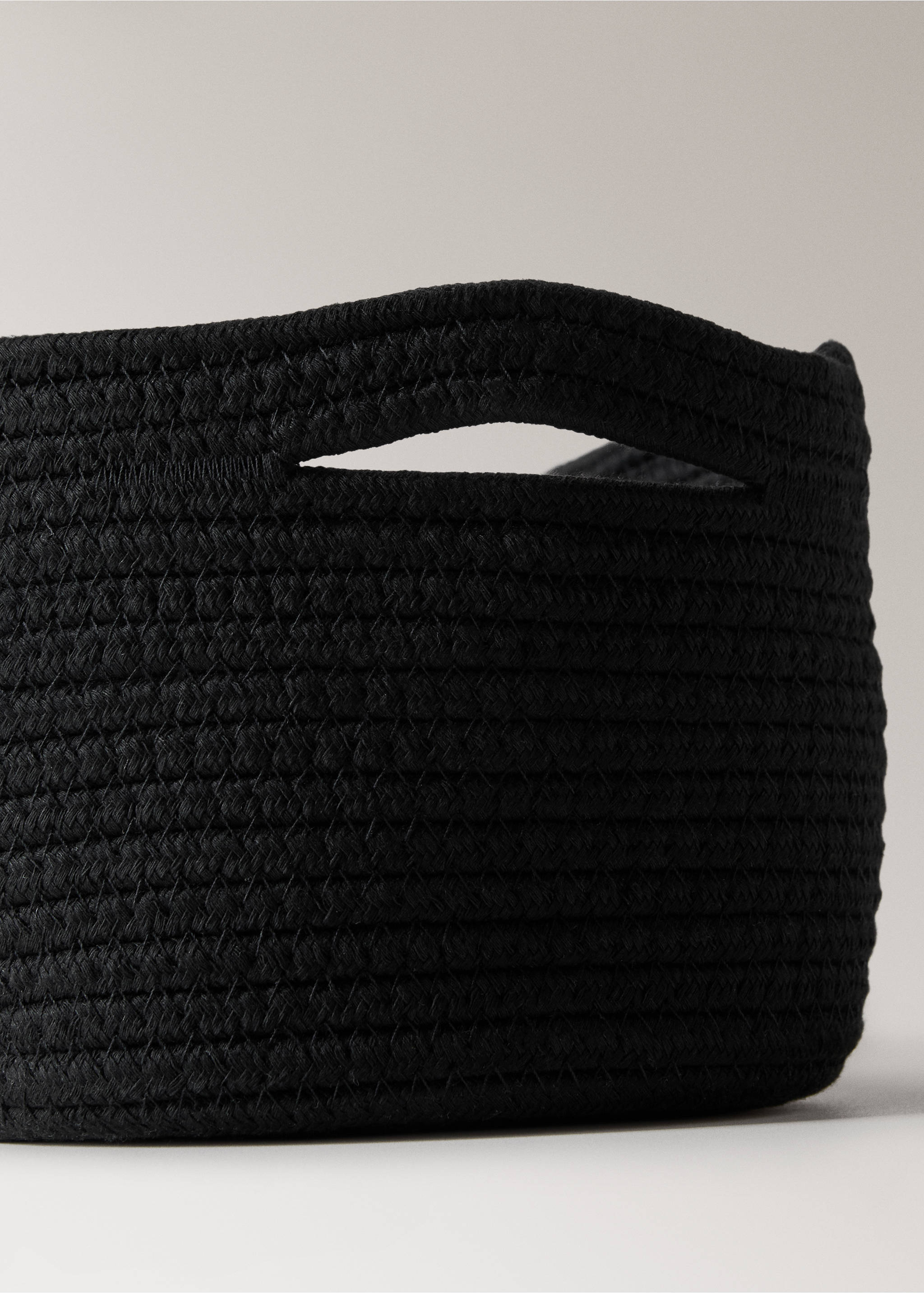 Large rectangular cotton basket - Details of the article 2, Black. Ref: 87042958-00.