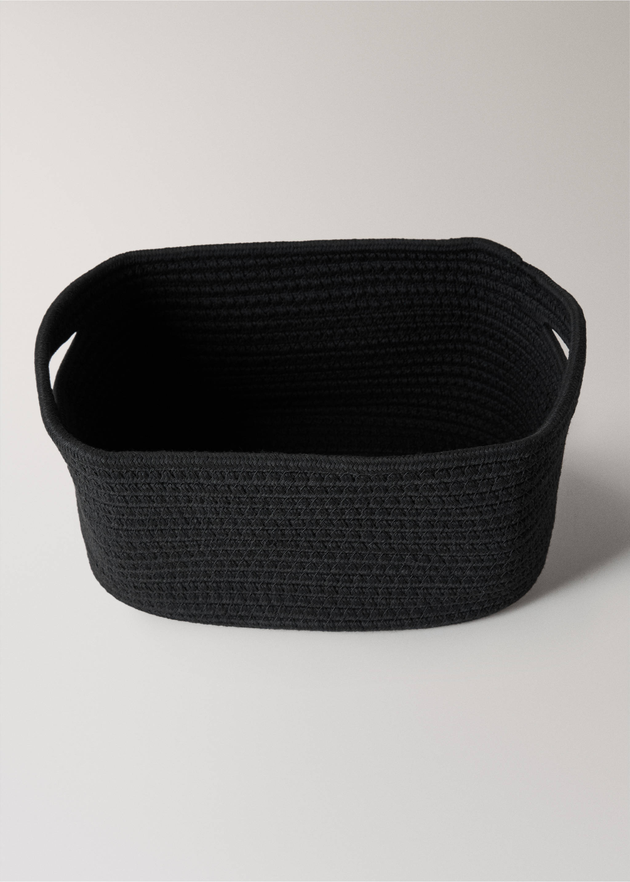 Large rectangular cotton basket - Details of the article 3, Black. Ref: 87042958-00.