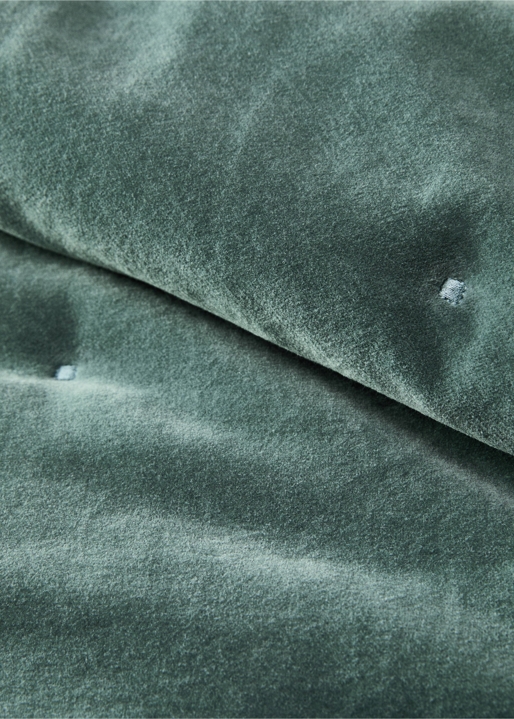 Cotton velvet bedspread for end of bed 85x200 cm - Details of the article 1, Green. Ref: 87042966-00.