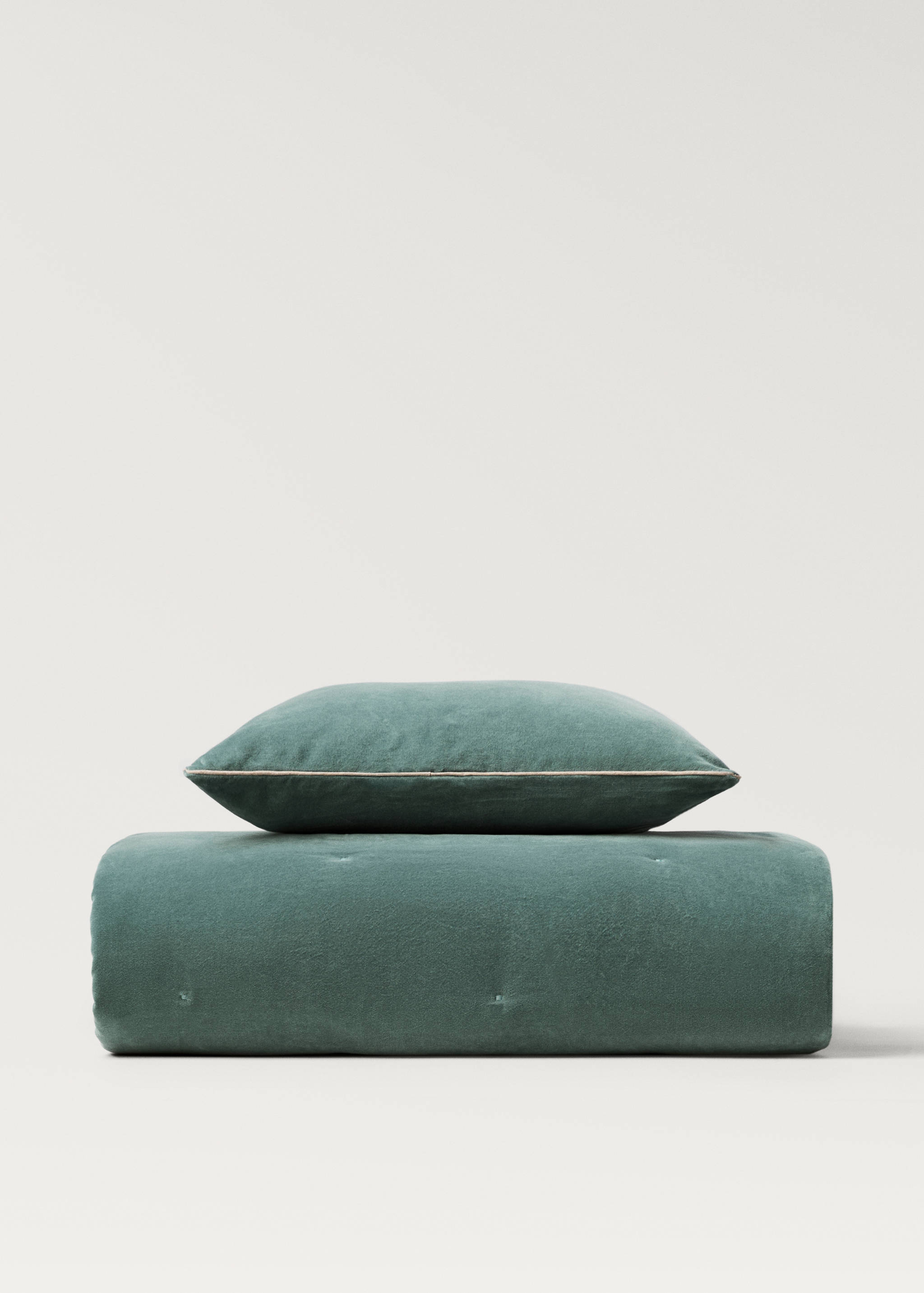 Cotton velvet bedspread for end of bed 85x200 cm - Details of the article 3