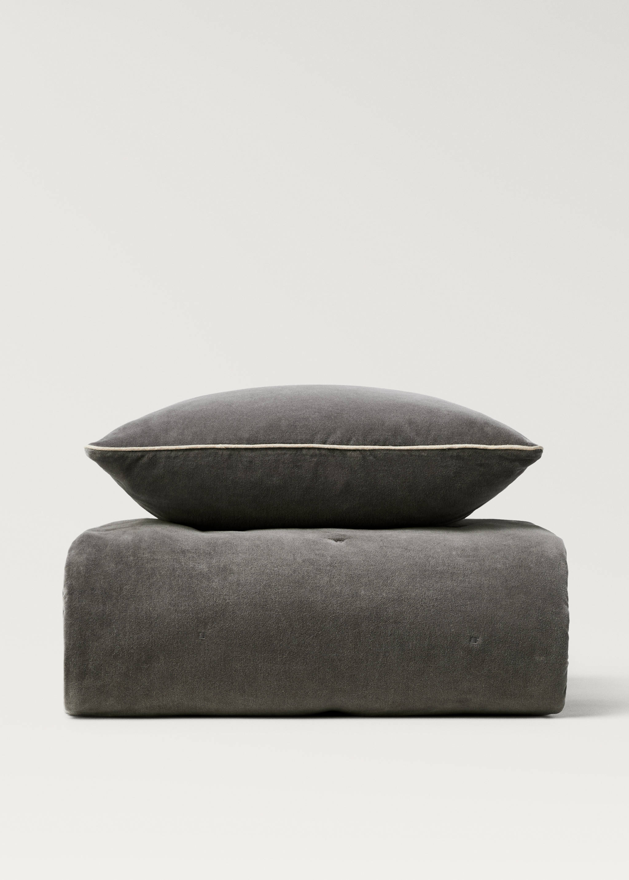 Cotton velvet bedspread for end of bed 85x200 cm - Details of the article 4