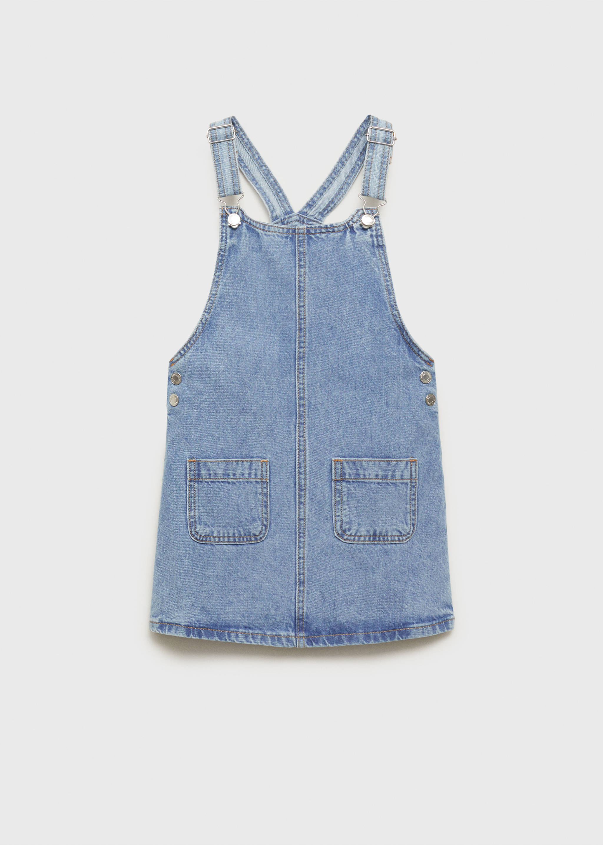 Korta hängselbyxor denim - Artikel utan modell, Mellanblå. Ref: 87043270-00.