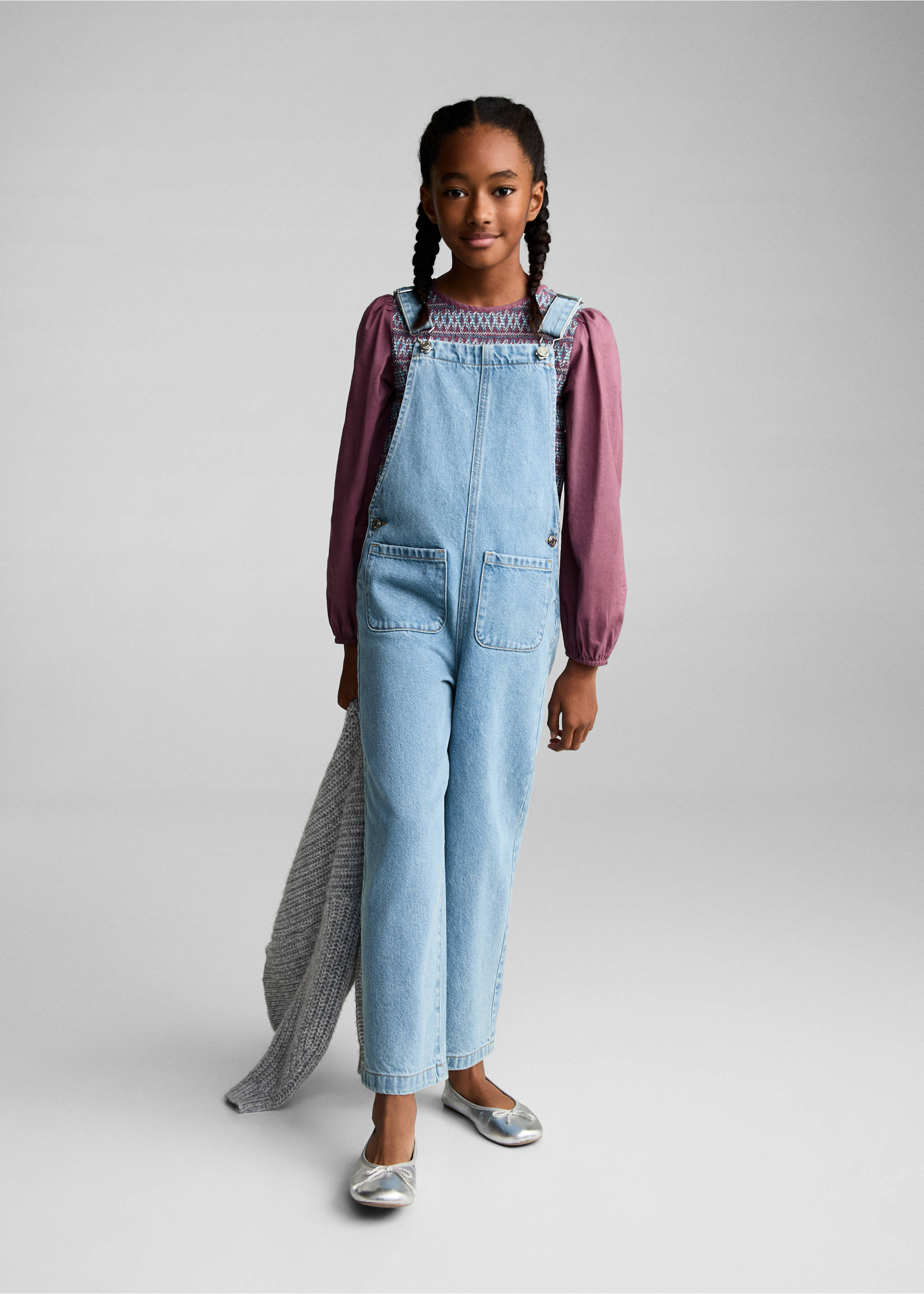 Long denim dungarees - General plane, Medium Blue. Ref: 87043273-00.