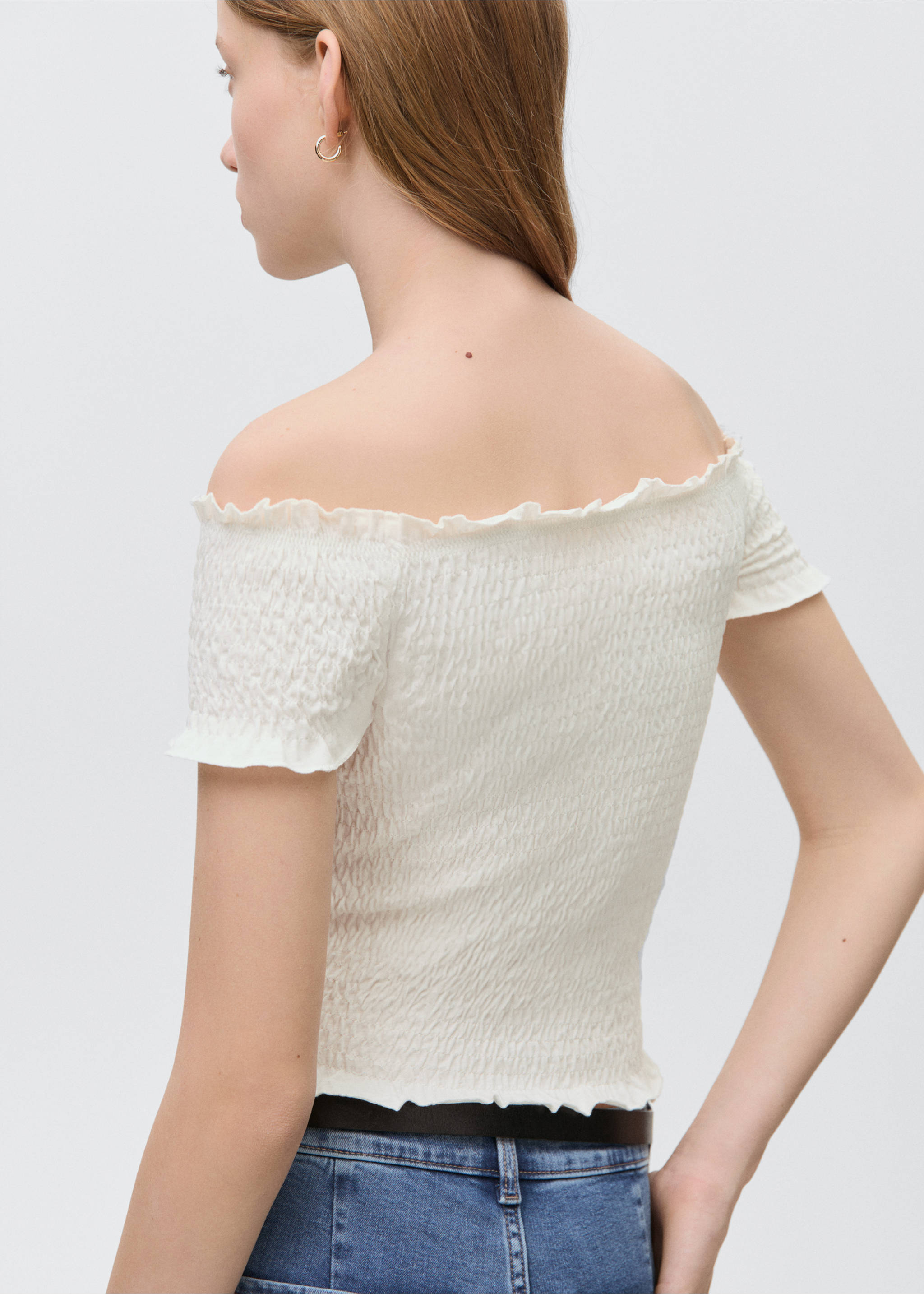 Ruched strapless top - Reverse of the article, Off White. Ref: 87043274-00.