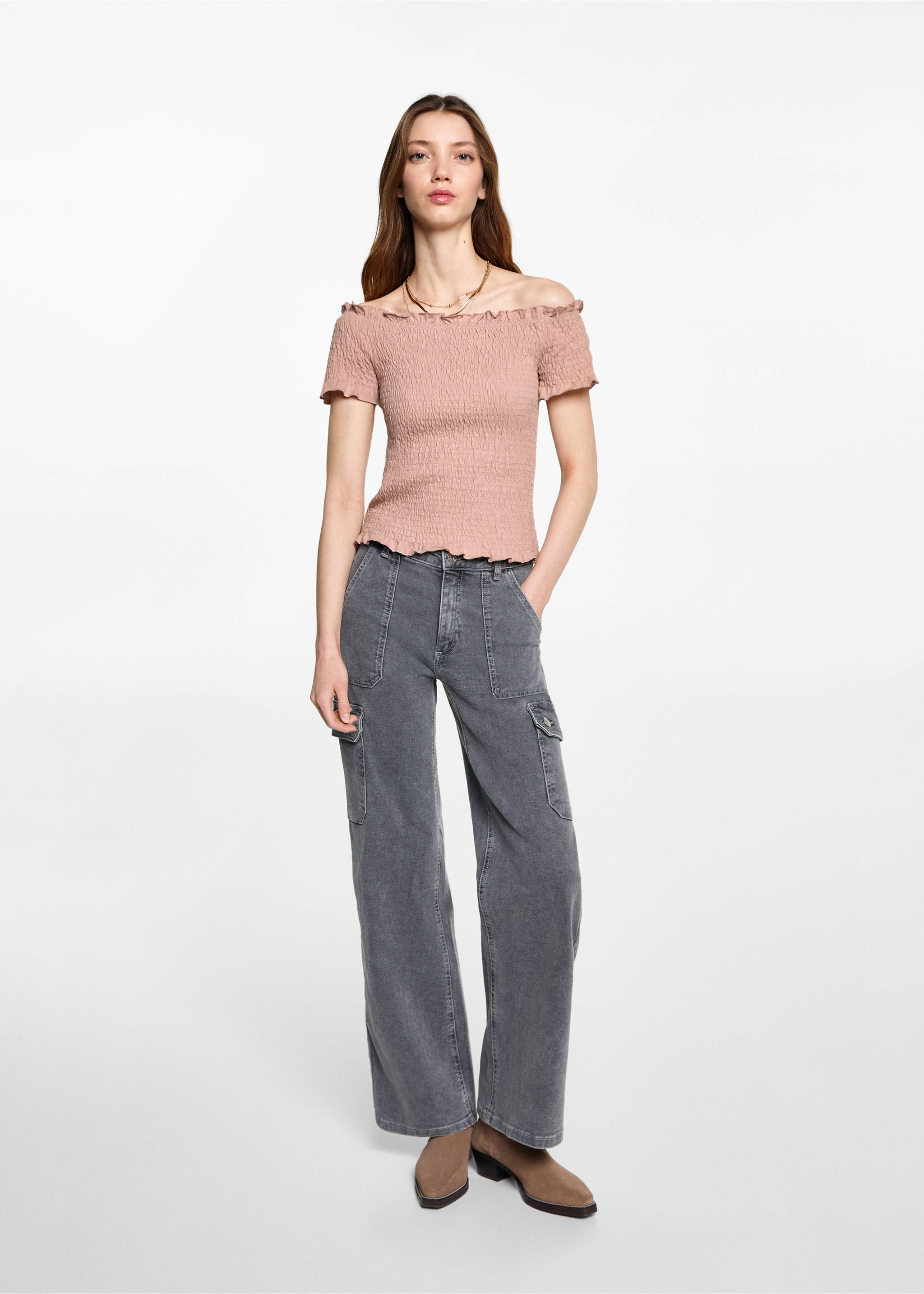 Ruched strapless top - General plane, Pale Pink. Ref: 87043274-00.