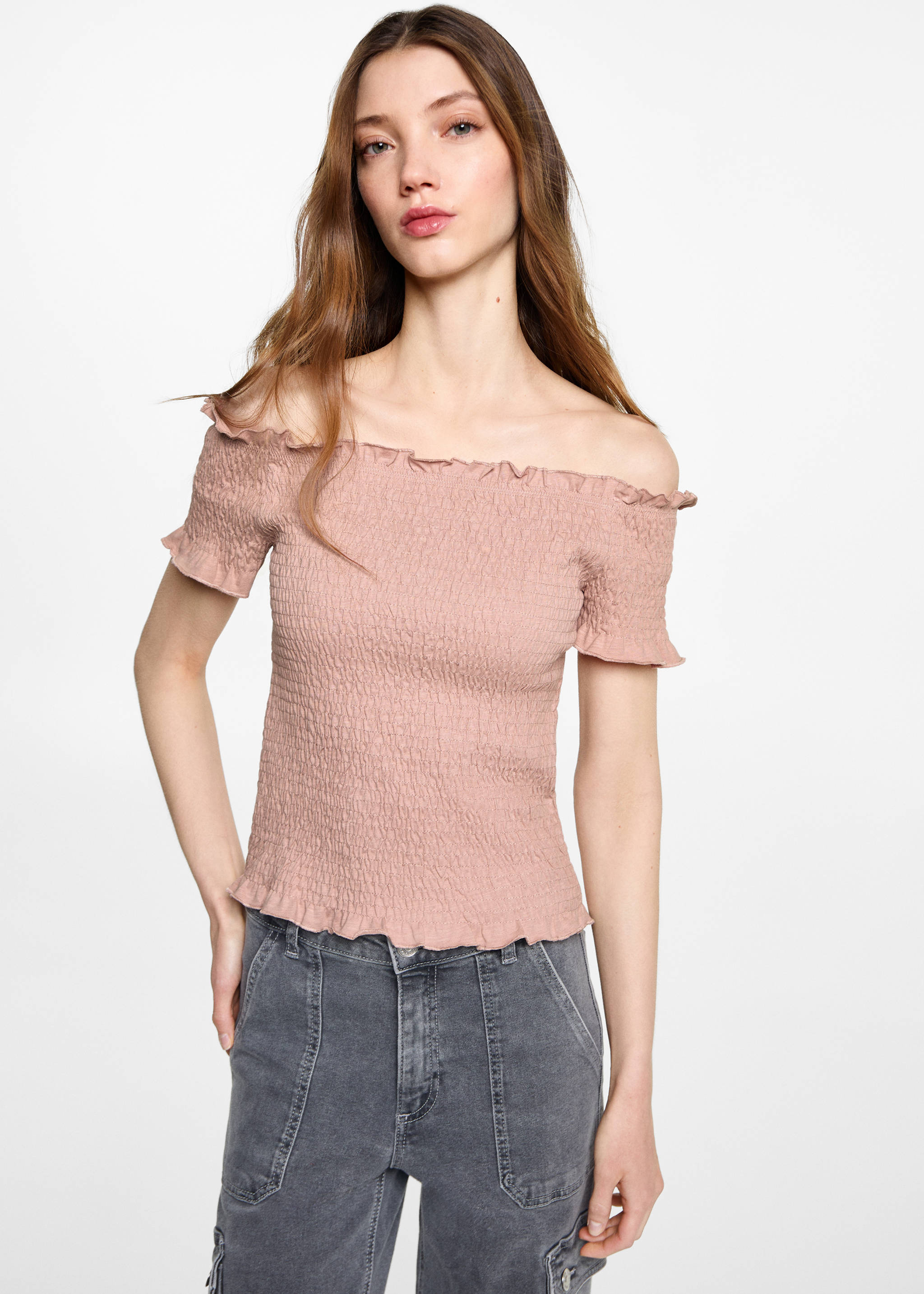 Ruched strapless top - Medium plane, Pale Pink. Ref: 87043274-00.