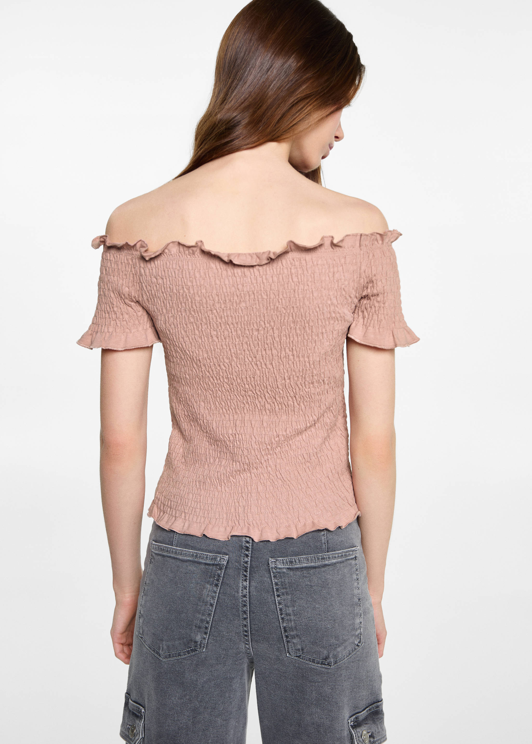 Ruched strapless top - Reverse of the article, Pale Pink. Ref: 87043274-00.