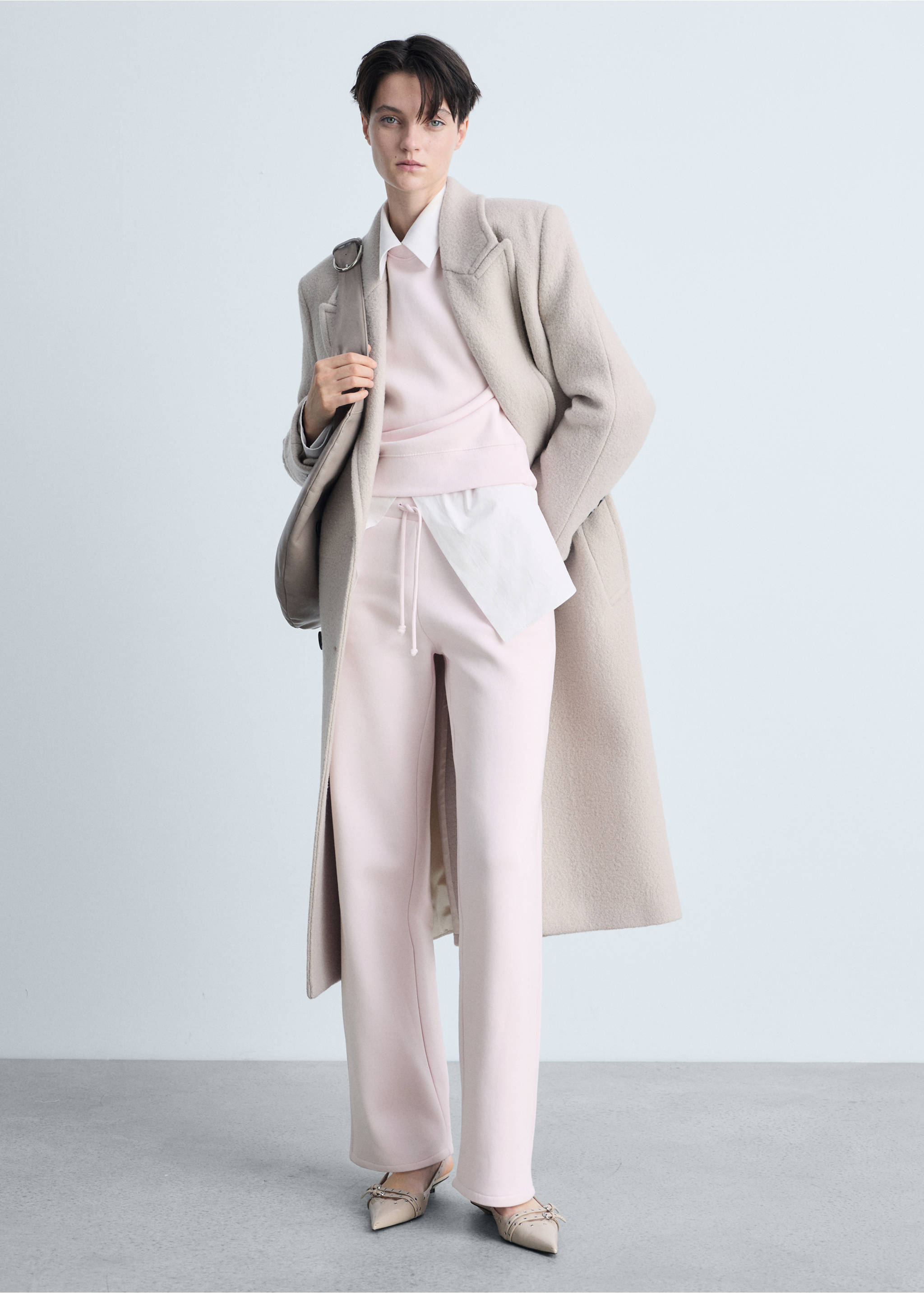 Wide leg cotton joggers - General plane, Pastel Pink. Ref: 87043276-00.