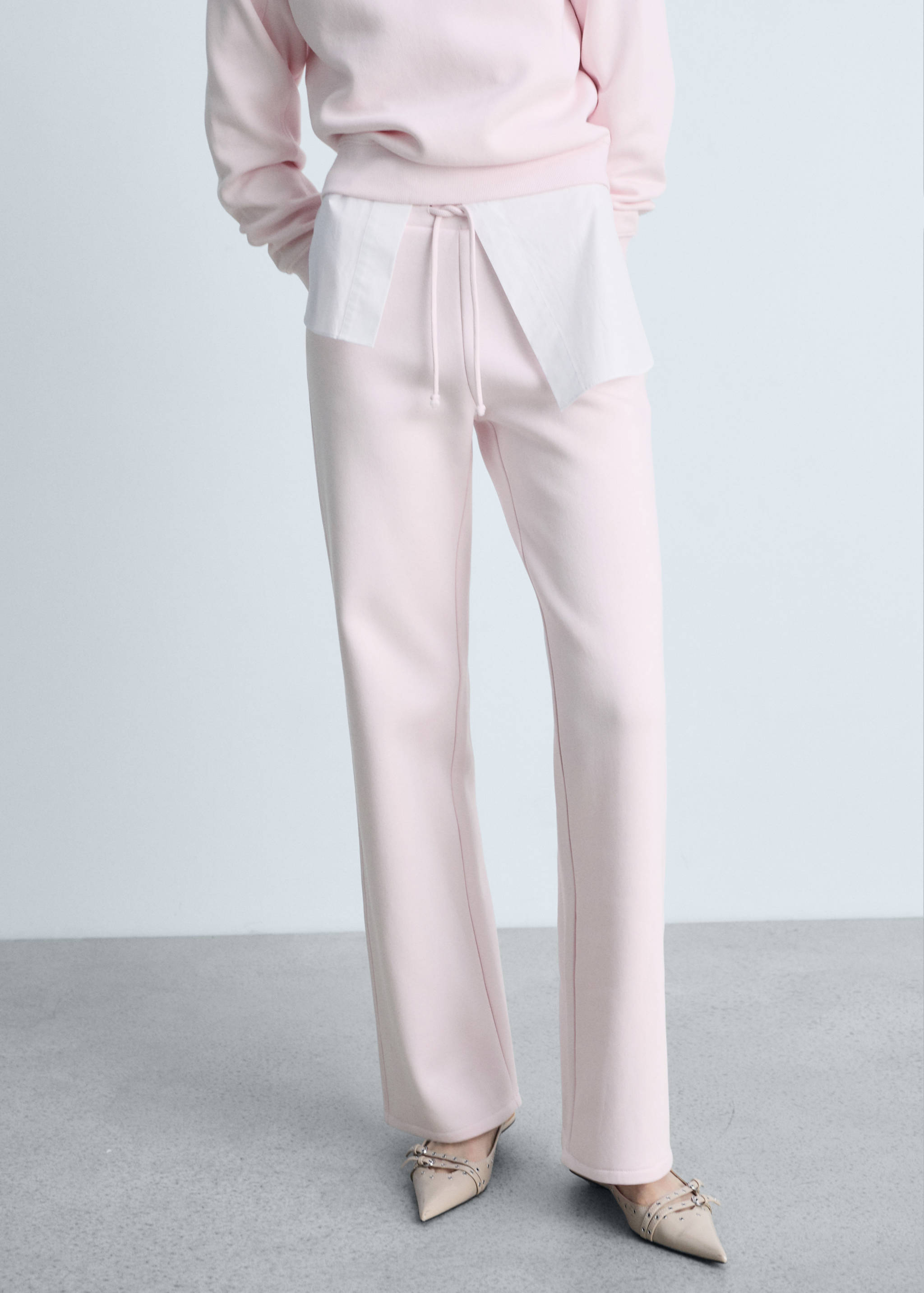 Wide leg cotton joggers - Medium plane