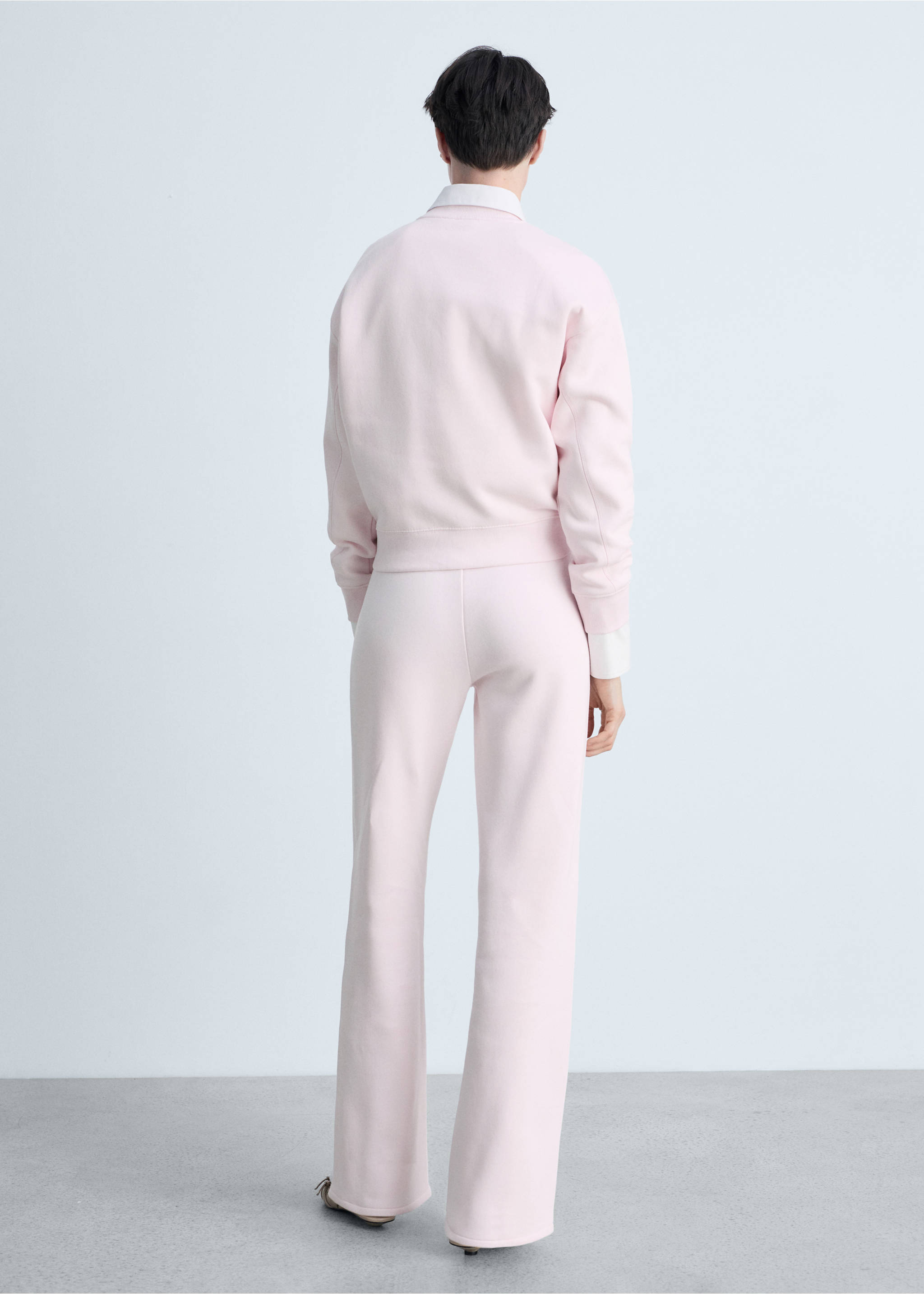 Wide leg cotton joggers - Reverse of the article, Pastel Pink. Ref: 87043276-00.